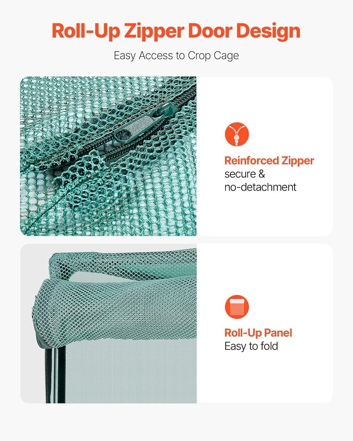 image:imageVEVOR Crop Cage 95 x 636 x 636 ft Plant Protection Tent with Zippered Door WindResistant Tall Crop Cage Easy to Install Outdoor Raised Bed Cover Tomato Plant Netting for Garden Patio Lawn39 x 39 x 59FtSquare