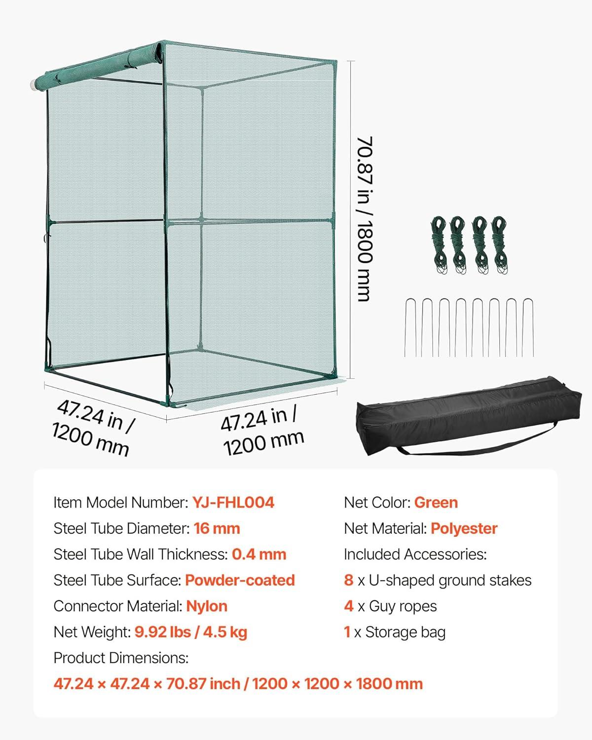 image:imageVEVOR Crop Cage 95 x 636 x 636 ft Plant Protection Tent with Zippered Door WindResistant Tall Crop Cage Easy to Install Outdoor Raised Bed Cover Tomato Plant Netting for Garden Patio Lawn39 x 39 x 59FtSquare