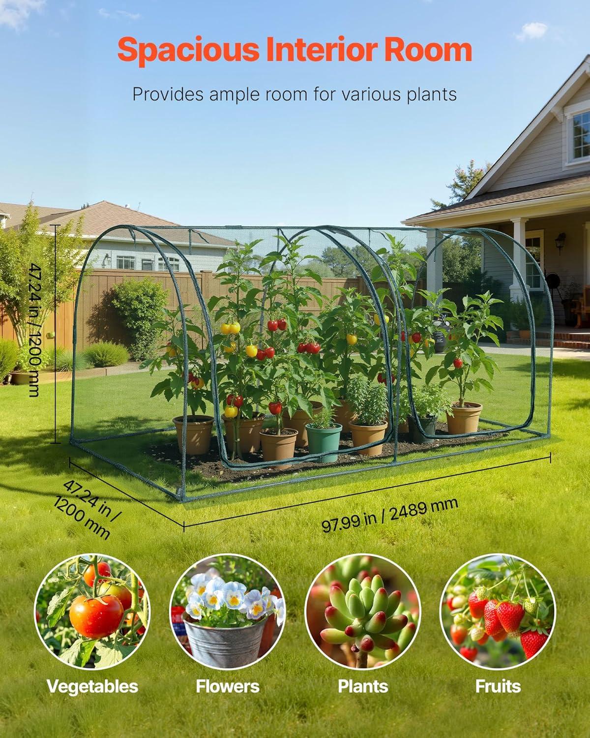 image:imageVEVOR Crop Cage 95 x 636 x 636 ft Plant Protection Tent with Zippered Door WindResistant Tall Crop Cage Easy to Install Outdoor Raised Bed Cover Tomato Plant Netting for Garden Patio Lawn81 x 39 x 39FtArch