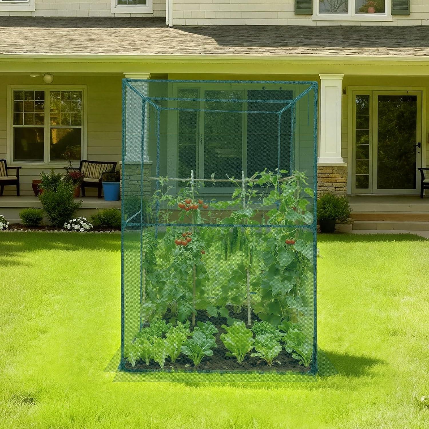 image:imageVEVOR Crop Cage 95 x 636 x 636 ft Plant Protection Tent with Zippered Door WindResistant Tall Crop Cage Easy to Install Outdoor Raised Bed Cover Tomato Plant Netting for Garden Patio Lawn78 x 39 x 59FtSquare