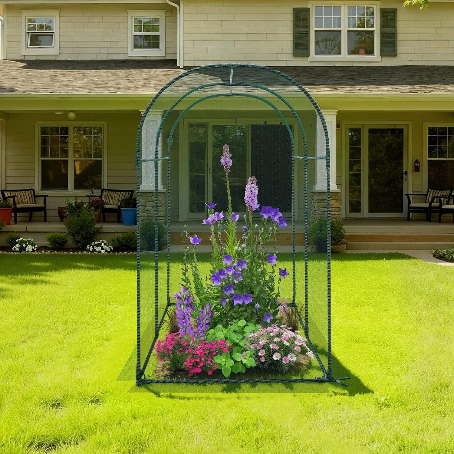 image:imageVEVOR Crop Cage 95 x 636 x 636 ft Plant Protection Tent with Zippered Door WindResistant Tall Crop Cage Easy to Install Outdoor Raised Bed Cover Tomato Plant Netting for Garden Patio Lawn59 x 298 x 49FtArch