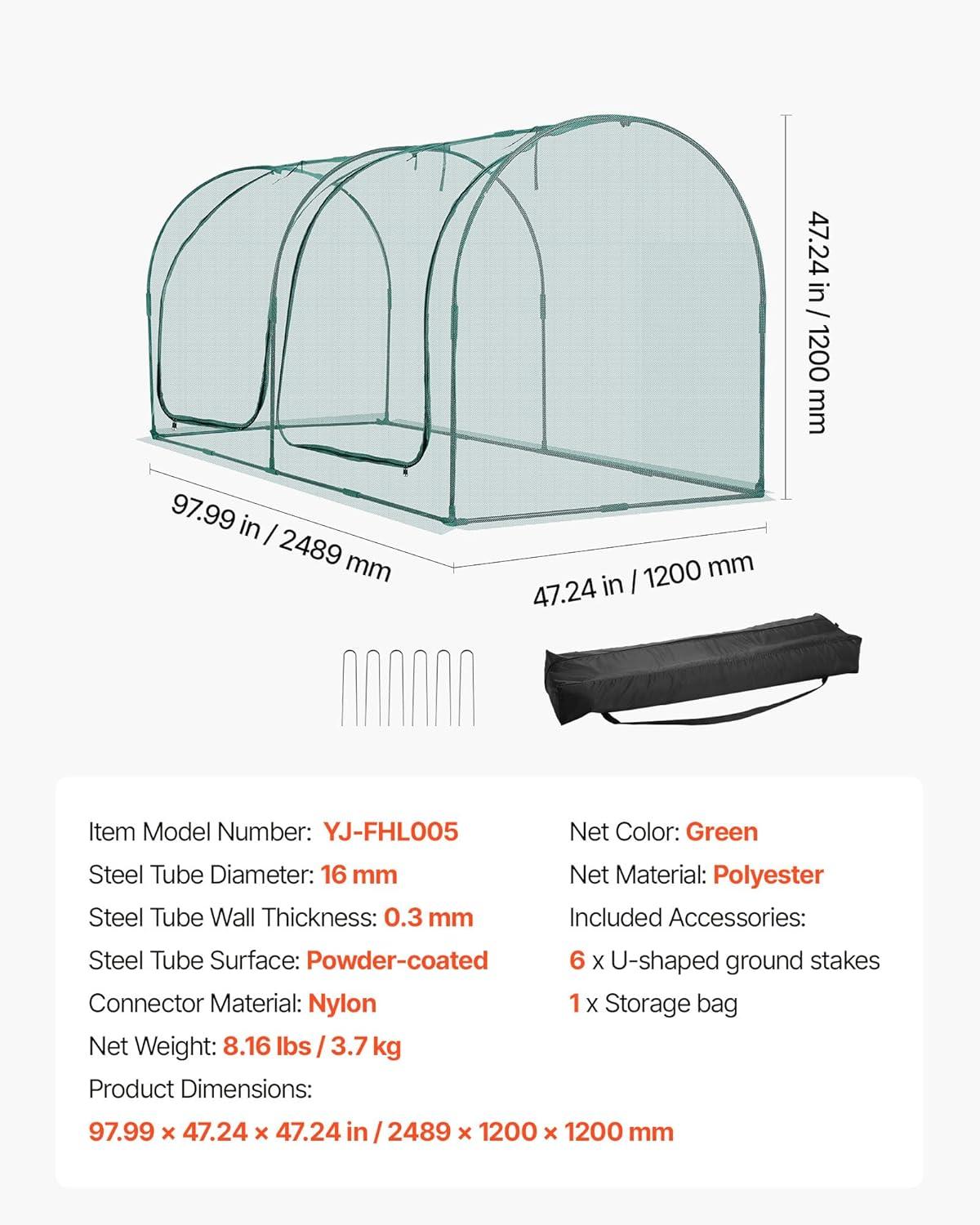 image:imageVEVOR Crop Cage 95 x 636 x 636 ft Plant Protection Tent with Zippered Door WindResistant Tall Crop Cage Easy to Install Outdoor Raised Bed Cover Tomato Plant Netting for Garden Patio Lawn81 x 39 x 39FtArch