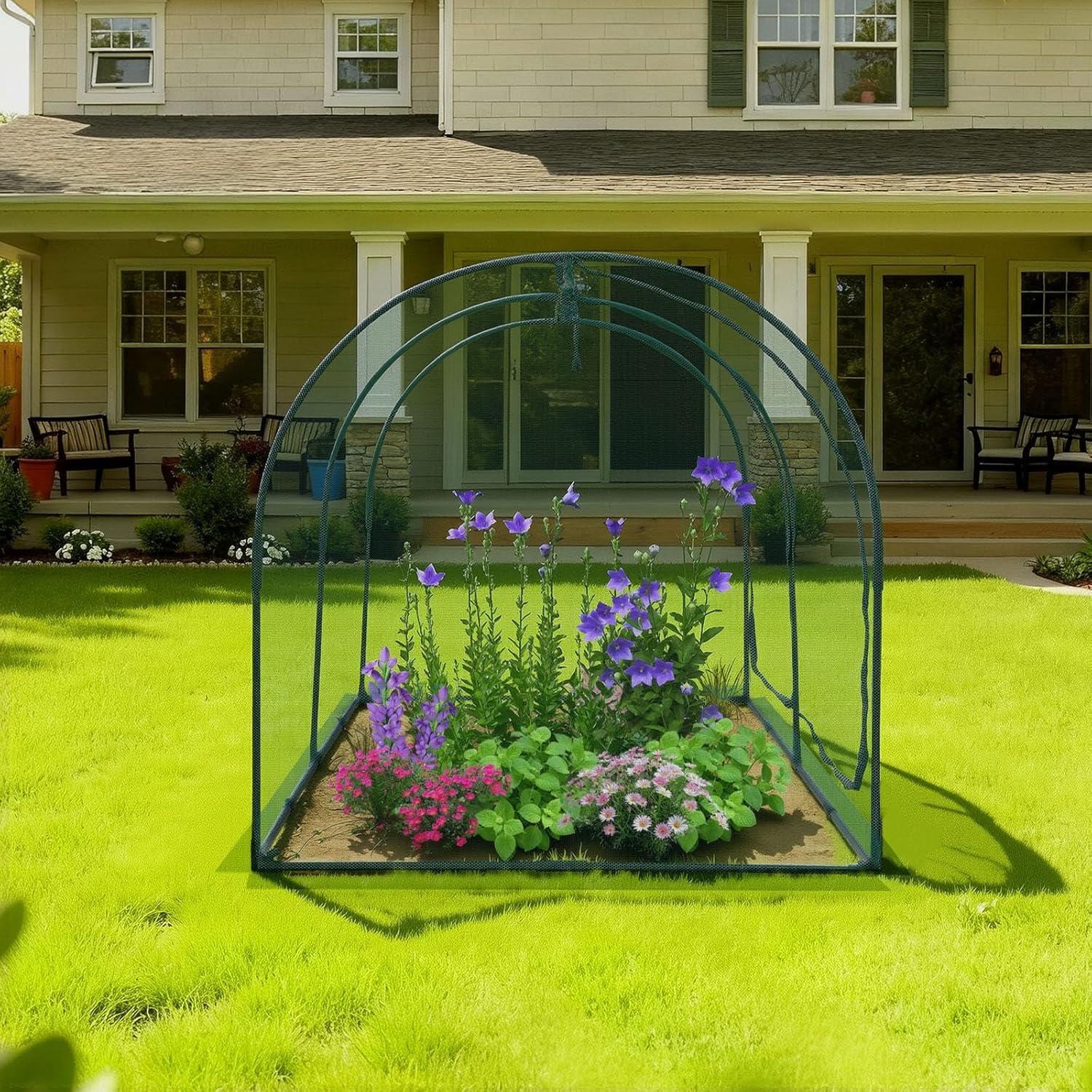image:imageVEVOR Crop Cage 95 x 636 x 636 ft Plant Protection Tent with Zippered Door WindResistant Tall Crop Cage Easy to Install Outdoor Raised Bed Cover Tomato Plant Netting for Garden Patio Lawn81 x 39 x 39FtArch