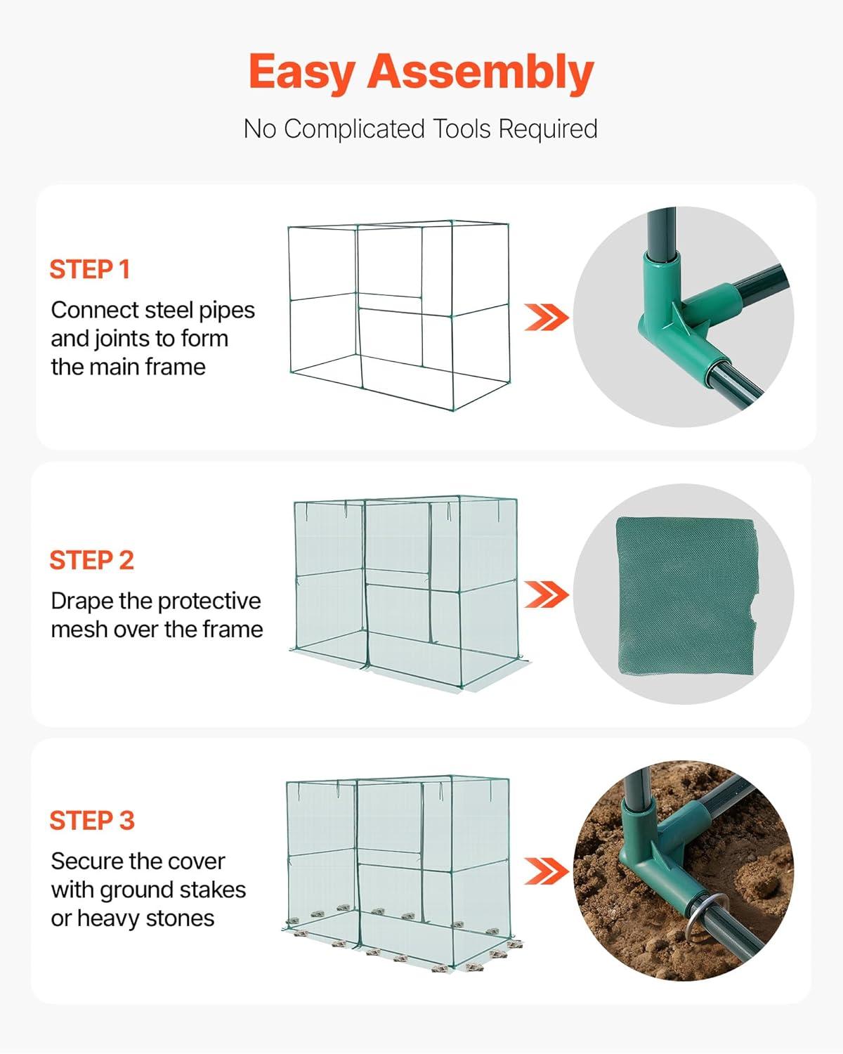 image:imageVEVOR Crop Cage 95 x 636 x 636 ft Plant Protection Tent with Zippered Door WindResistant Tall Crop Cage Easy to Install Outdoor Raised Bed Cover Tomato Plant Netting for Garden Patio Lawn78 x 39 x 59FtSquare