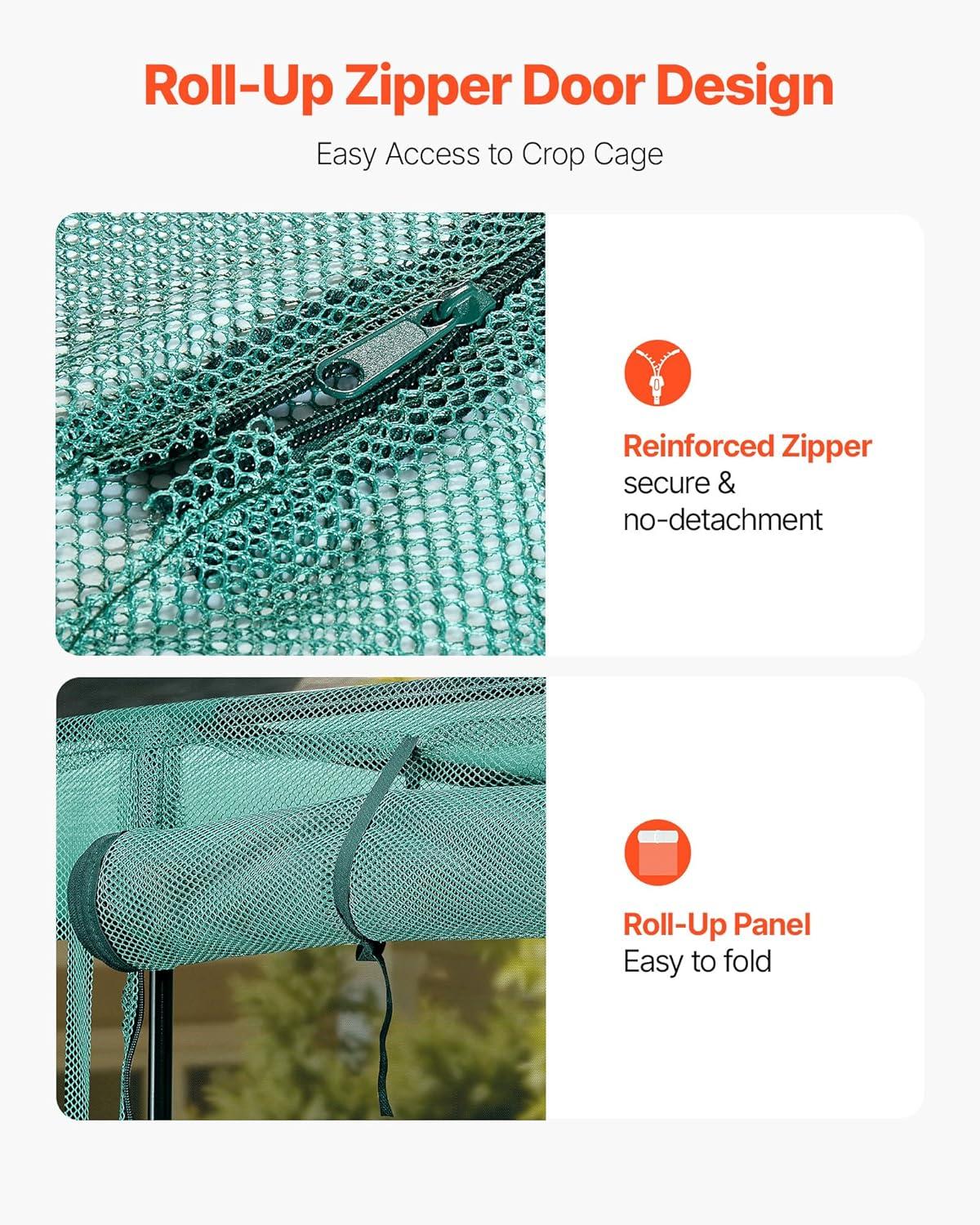 image:imageVEVOR Crop Cage 95 x 636 x 636 ft Plant Protection Tent with Zippered Door WindResistant Tall Crop Cage Easy to Install Outdoor Raised Bed Cover Tomato Plant Netting for Garden Patio Lawn116 x 39 x 63FtSquare