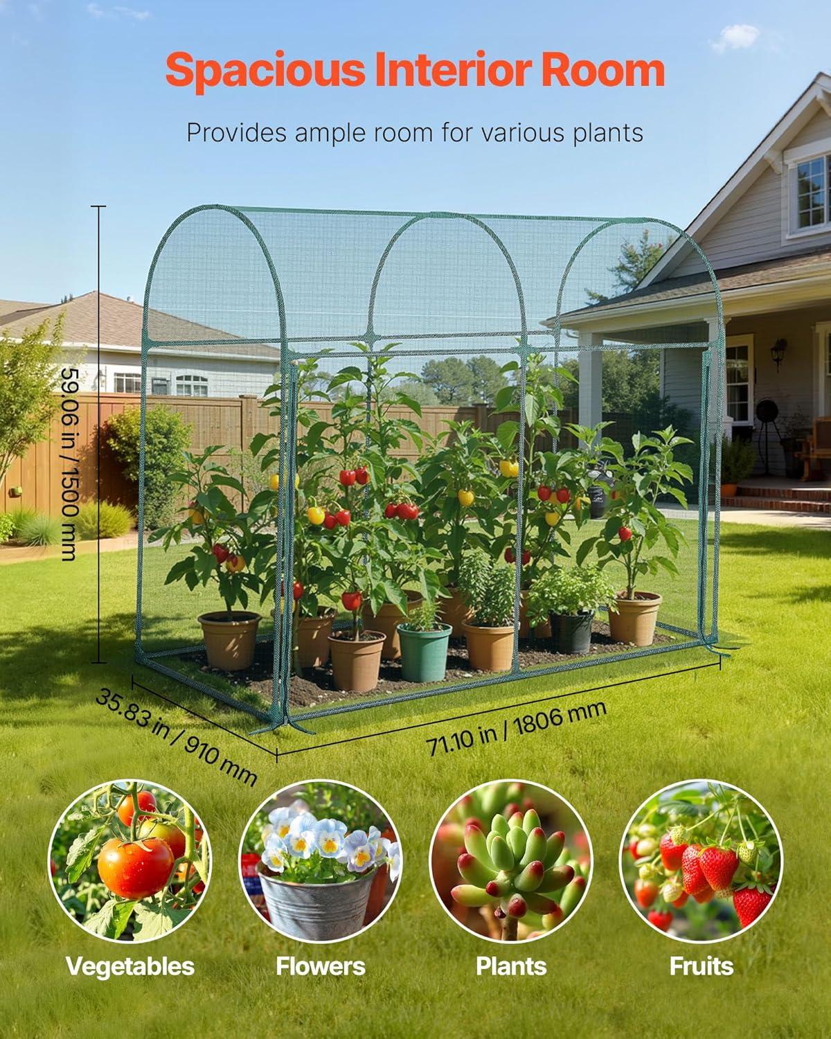 image:imageVEVOR Crop Cage 95 x 636 x 636 ft Plant Protection Tent with Zippered Door WindResistant Tall Crop Cage Easy to Install Outdoor Raised Bed Cover Tomato Plant Netting for Garden Patio Lawn59 x 298 x 49FtArch