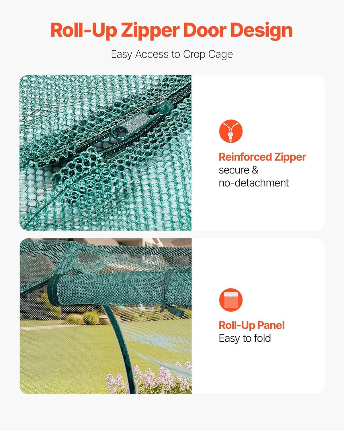 image:imageVEVOR Crop Cage 95 x 636 x 636 ft Plant Protection Tent with Zippered Door WindResistant Tall Crop Cage Easy to Install Outdoor Raised Bed Cover Tomato Plant Netting for Garden Patio Lawn81 x 39 x 39FtArch