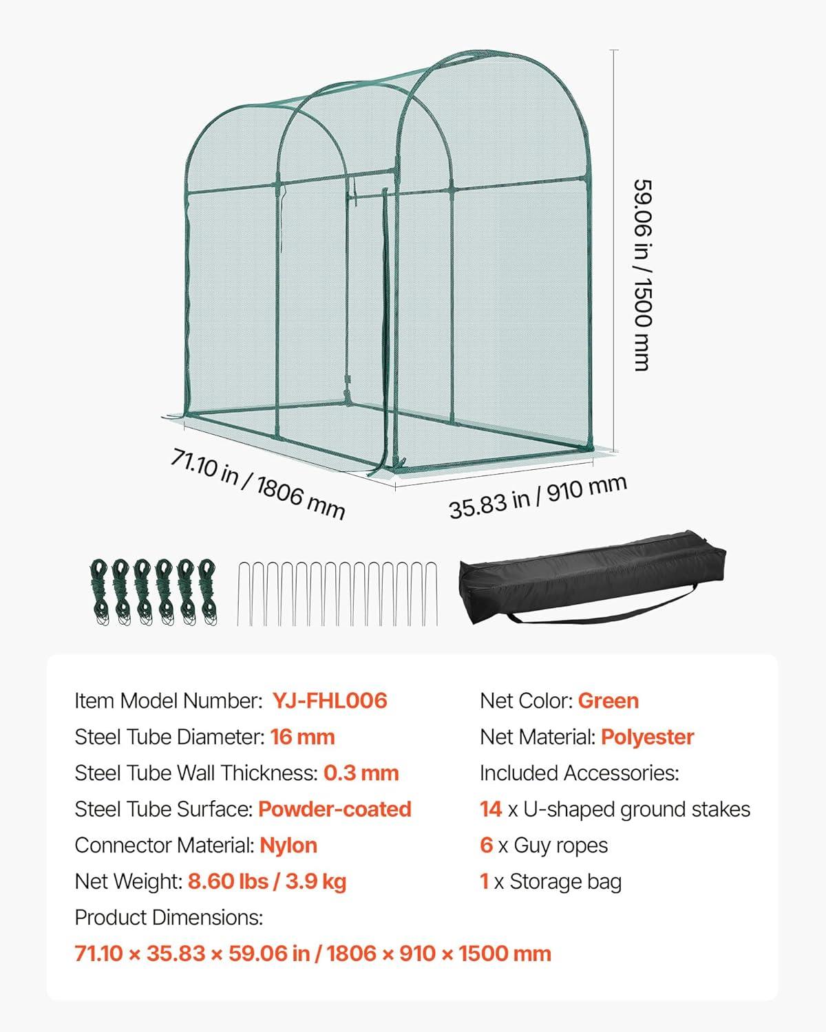 image:imageVEVOR Crop Cage 95 x 636 x 636 ft Plant Protection Tent with Zippered Door WindResistant Tall Crop Cage Easy to Install Outdoor Raised Bed Cover Tomato Plant Netting for Garden Patio Lawn59 x 298 x 49FtArch