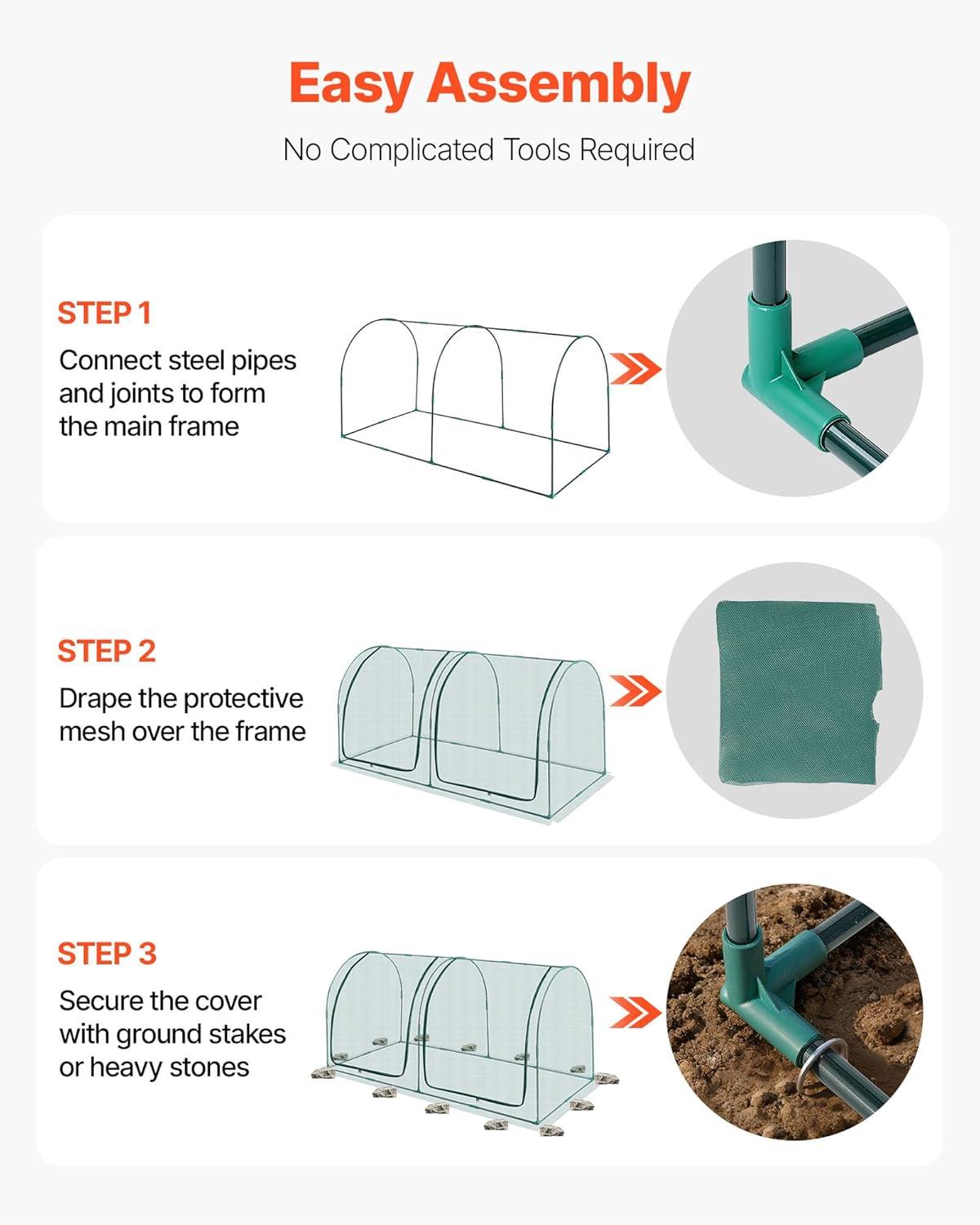image:imageVEVOR Crop Cage 95 x 636 x 636 ft Plant Protection Tent with Zippered Door WindResistant Tall Crop Cage Easy to Install Outdoor Raised Bed Cover Tomato Plant Netting for Garden Patio Lawn81 x 39 x 39FtArch