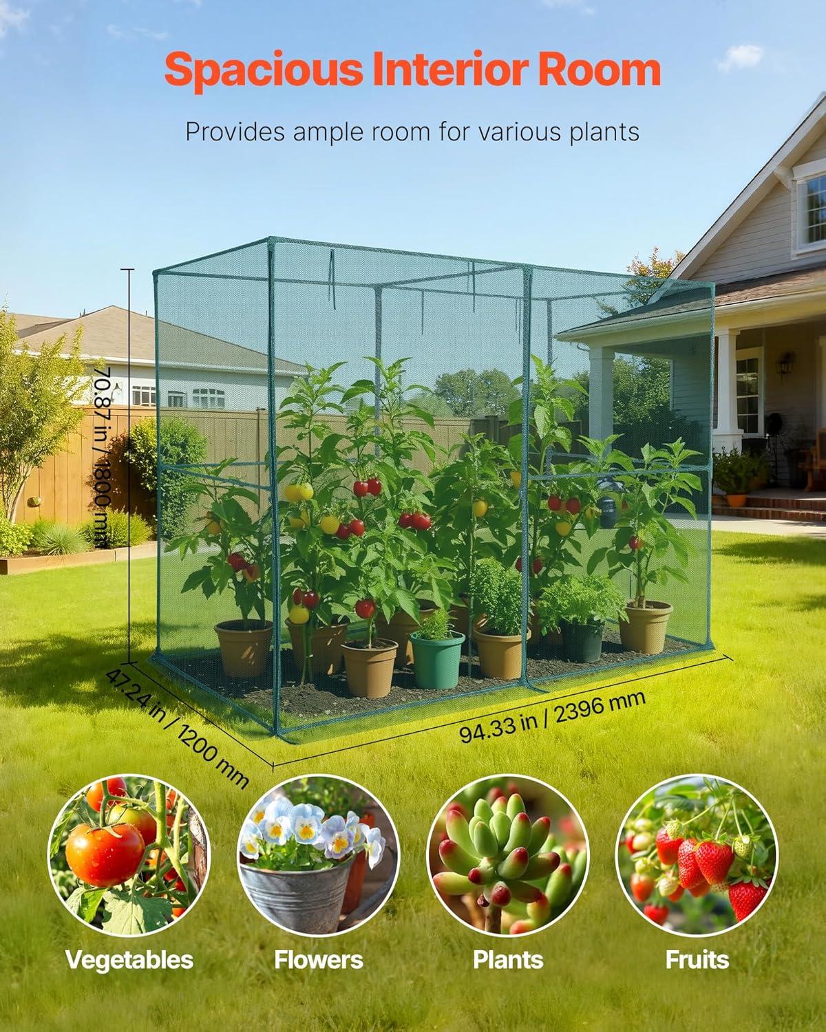 image:imageVEVOR Crop Cage 95 x 636 x 636 ft Plant Protection Tent with Zippered Door WindResistant Tall Crop Cage Easy to Install Outdoor Raised Bed Cover Tomato Plant Netting for Garden Patio Lawn78 x 39 x 59FtSquare
