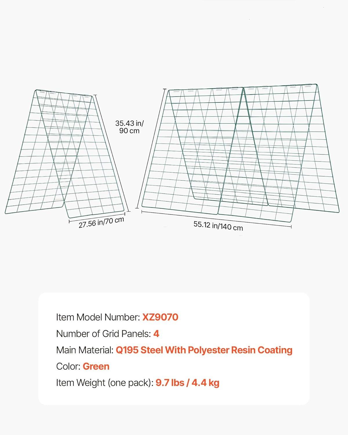 image:imageVEVOR Cucumber Trellis 35 x 55 Foldable AFrame Garden Trellises for Raised Bed 4 Panels Metal Rustproof Outdoor Climbing Plant Support with Gloves for Vine Peas Beans Tomato Flowers35 x 55