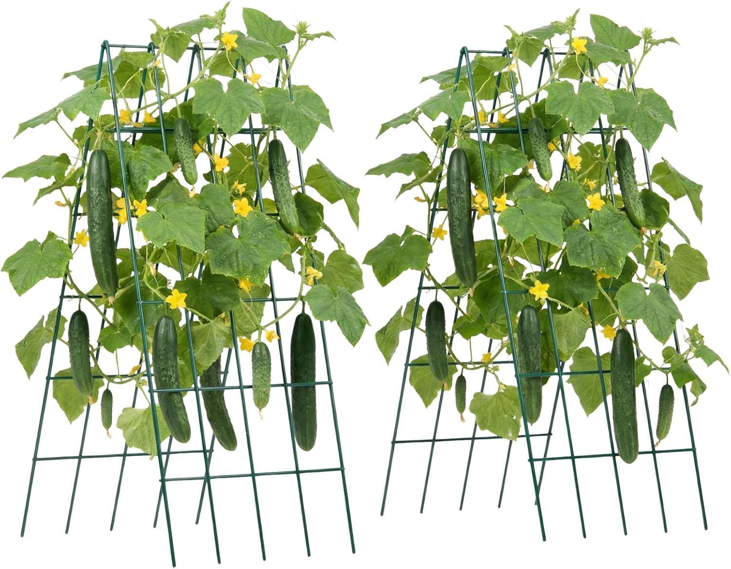 image:imageVEVOR Cucumber Trellis No Assembly Required 39 High 2 Pack Foldable AFrame Garden Trellises for Raised Bed Metal Rustproof Outdoor Climbing Plant Support for Vine Peas Beans Tomato Flowers39 x 32