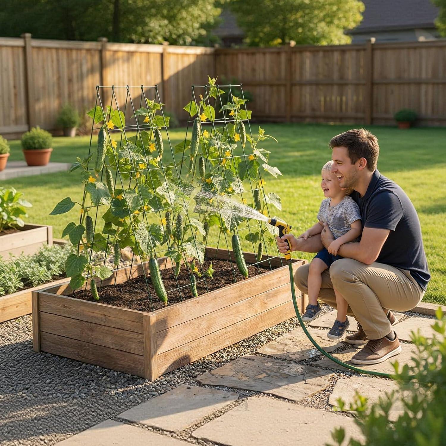 image:imageVEVOR Cucumber Trellis No Assembly Required 39 High 2 Pack Foldable AFrame Garden Trellises for Raised Bed Metal Rustproof Outdoor Climbing Plant Support for Vine Peas Beans Tomato Flowers39 x 32
