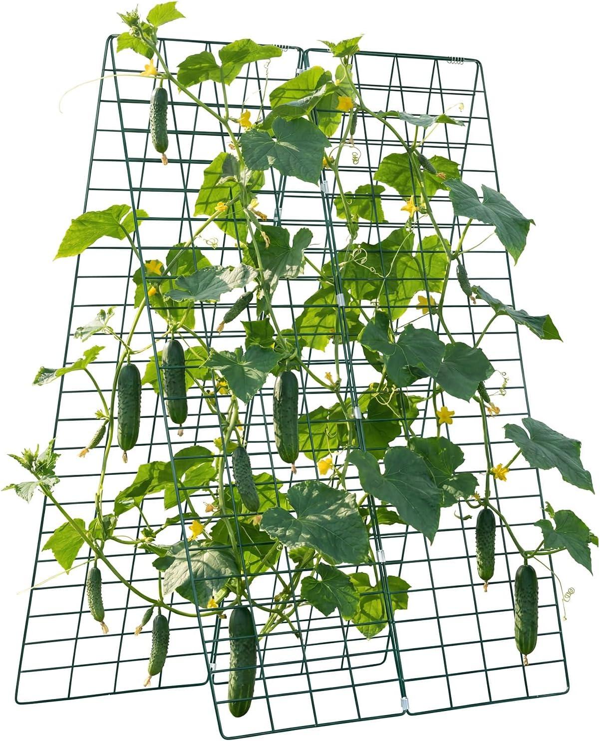 image:imageVEVOR Cucumber Trellis No Assembly Required 39 High 2 Pack Foldable AFrame Garden Trellises for Raised Bed Metal Rustproof Outdoor Climbing Plant Support for Vine Peas Beans Tomato Flowers46 x 34