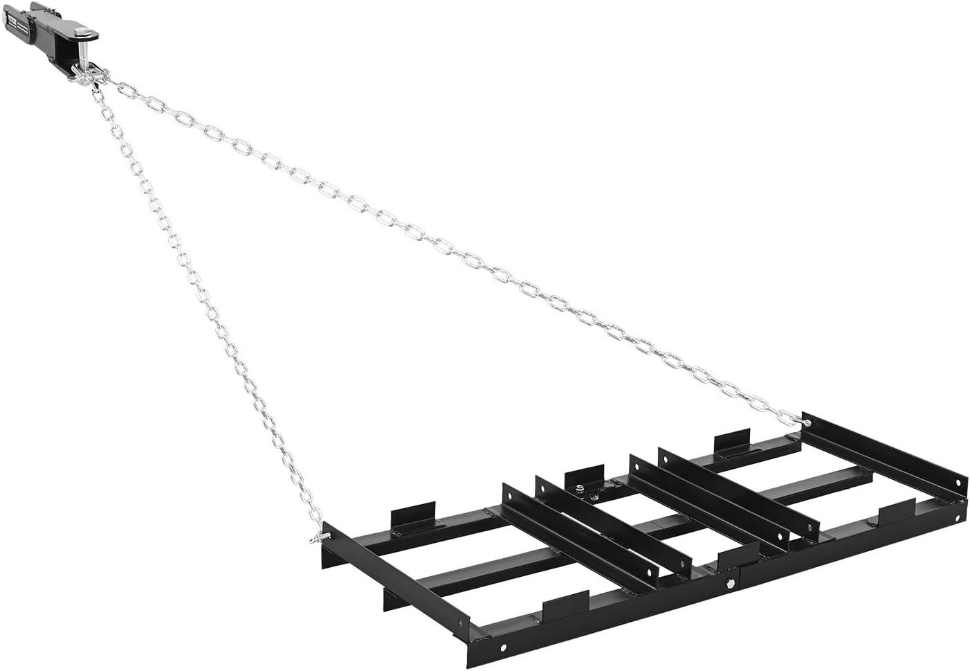 image:imageVEVOR Drag Harrow 4 ft Heavy Duty Tow Behind Drag Harrow with Adjustable Bars amp 72 in Chain Driveway Grader Landscape Rake for ATV UTV Tractor Mower Tow Behind Yard Lawn Leveling Tool4 FT Black