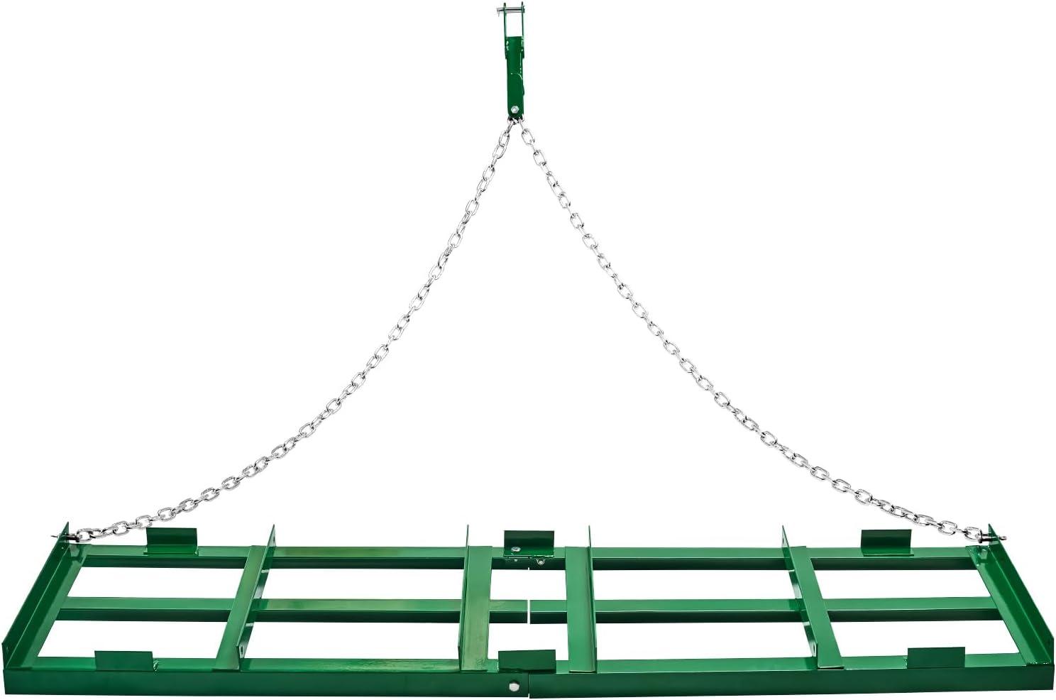 image:imageVEVOR Drag Harrow 4 ft Heavy Duty Tow Behind Drag Harrow with Adjustable Bars amp 72 in Chain Driveway Grader Landscape Rake for ATV UTV Tractor Mower Tow Behind Yard Lawn Leveling Tool6 FT Green