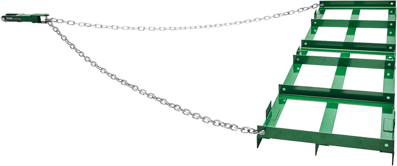 image:imageVEVOR Drag Harrow 4 ft Heavy Duty Tow Behind Drag Harrow with Adjustable Bars amp 72 in Chain Driveway Grader Landscape Rake for ATV UTV Tractor Mower Tow Behind Yard Lawn Leveling Tool6 FT Green