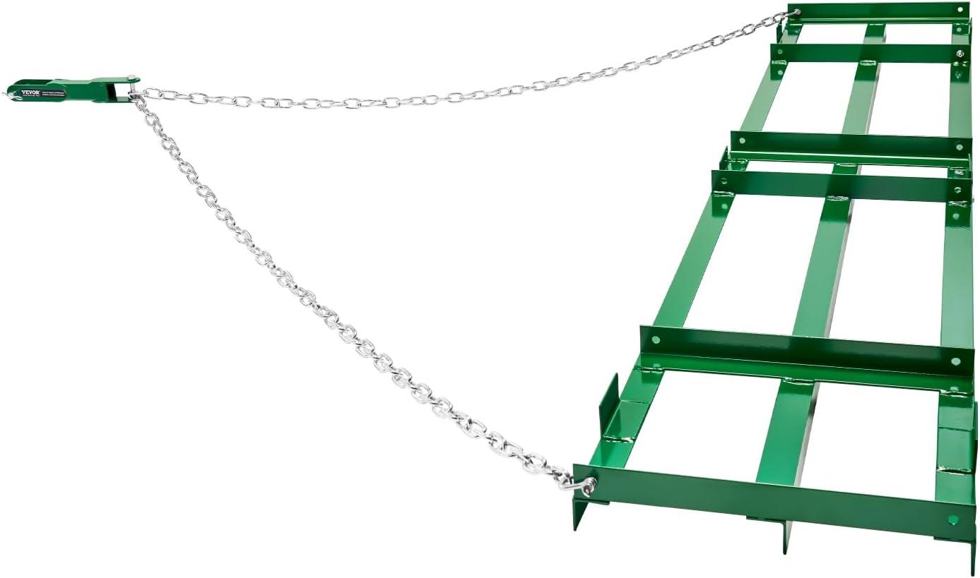 image:imageVEVOR Drag Harrow 4 ft Heavy Duty Tow Behind Drag Harrow with Adjustable Bars amp 72 in Chain Driveway Grader Landscape Rake for ATV UTV Tractor Mower Tow Behind Yard Lawn Leveling Tool8 FT Green