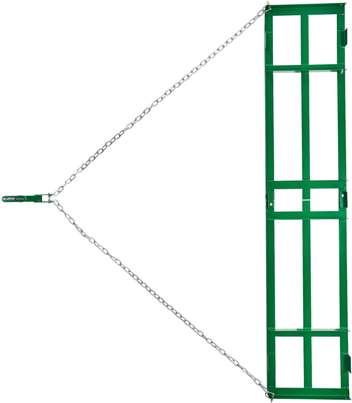 image:imageVEVOR Drag Harrow 4 ft Heavy Duty Tow Behind Drag Harrow with Adjustable Bars amp 72 in Chain Driveway Grader Landscape Rake for ATV UTV Tractor Mower Tow Behind Yard Lawn Leveling Tool8 FT Green
