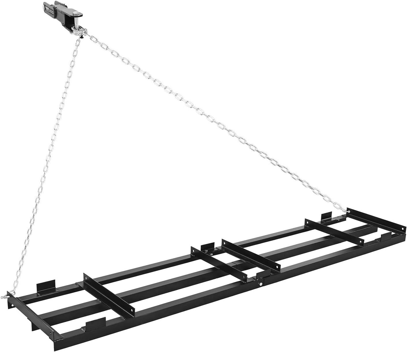 image:imageVEVOR Drag Harrow 4 ft Heavy Duty Tow Behind Drag Harrow with Adjustable Bars amp 72 in Chain Driveway Grader Landscape Rake for ATV UTV Tractor Mower Tow Behind Yard Lawn Leveling Tool8 FT Black