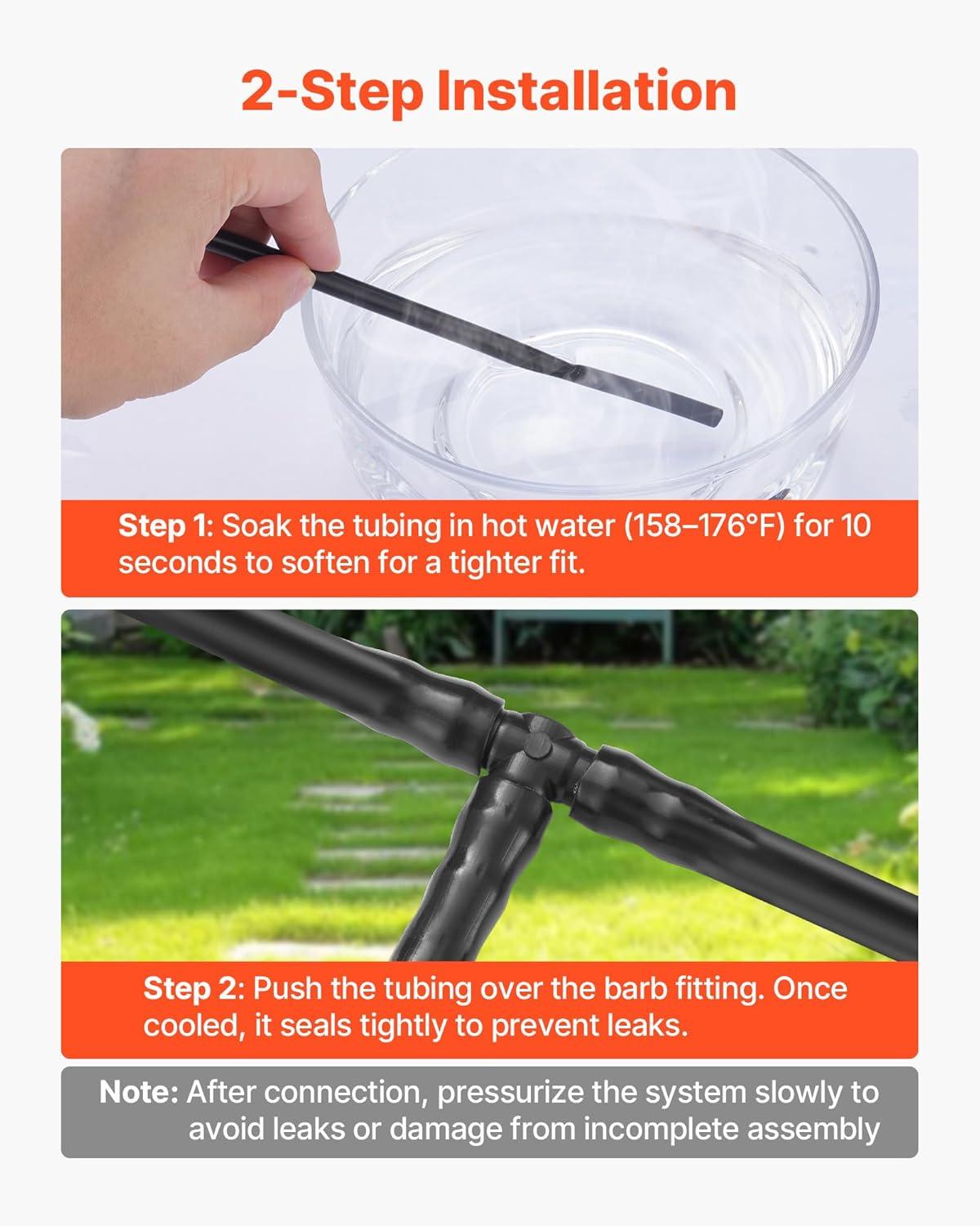 image:imageVEVOR Drip Irrigation Fittings Kit for 14 Tubing 300 Pcs Drip Irrigation System Parts Tees Straight Barb 4 Way Coupling Elbows End Plug Single Barbs Barbed Connectors for Yard Garden Lawn
