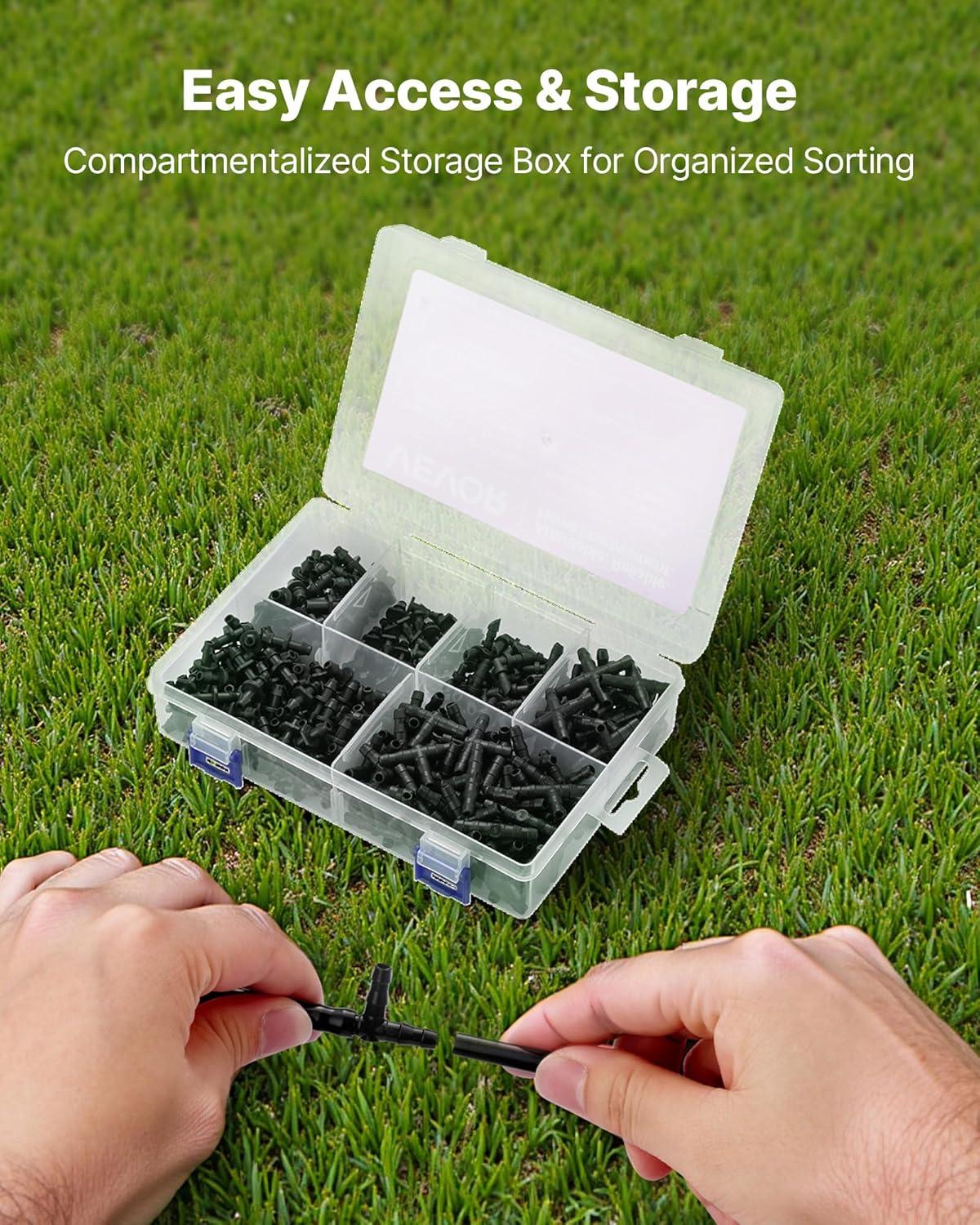 image:imageVEVOR Drip Irrigation Fittings Kit for 14 Tubing 300 Pcs Drip Irrigation System Parts Tees Straight Barb 4 Way Coupling Elbows End Plug Single Barbs Barbed Connectors for Yard Garden Lawn
