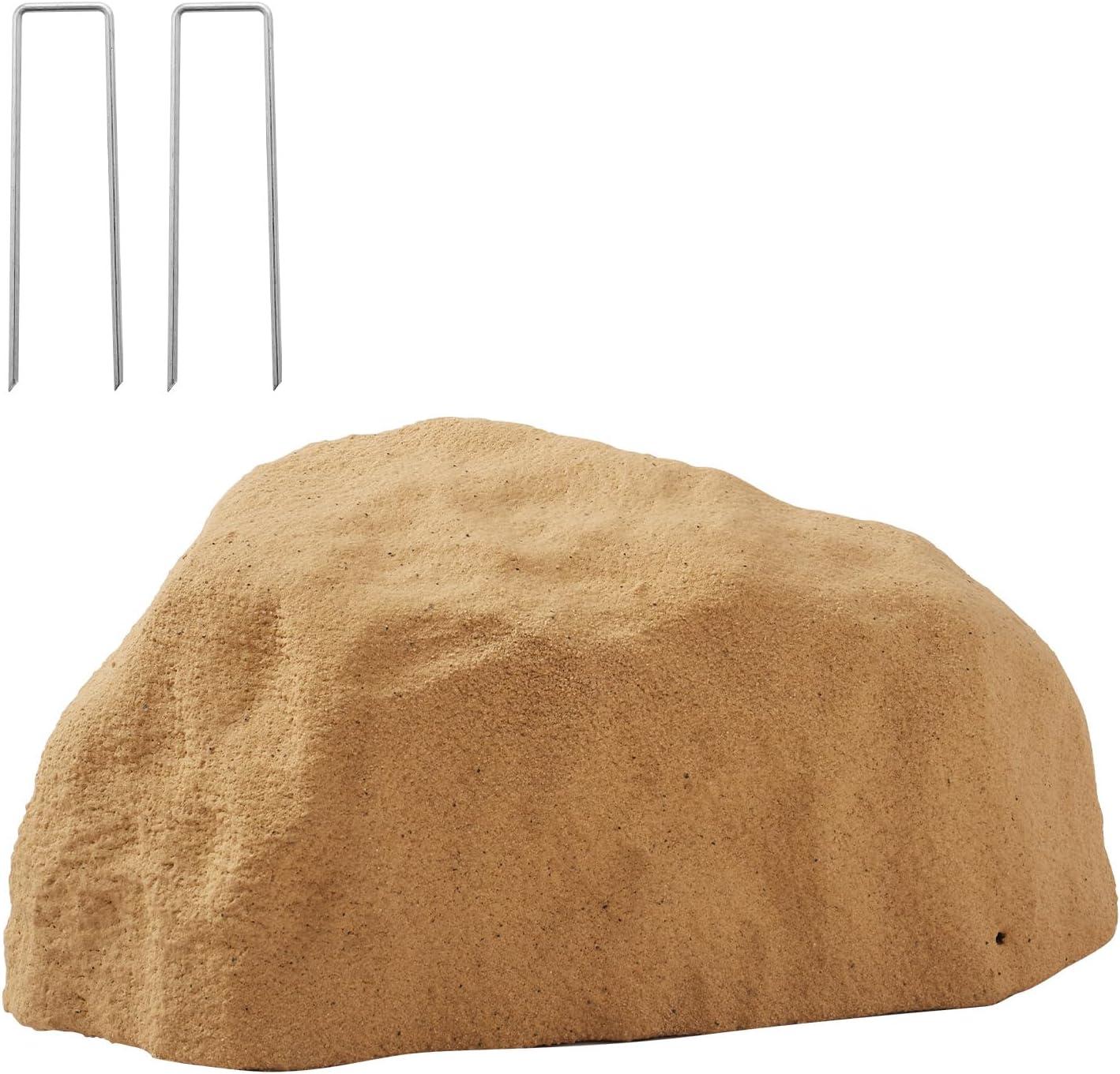 image:imageVEVOR Faux Rock Cover Outdoor Fake Rock Well Pump Cover Realistic Natural Texture Lightweight amp WeatherResistant Polyresin Artificial Boulder for Landscaping Garden Yard Dcor Brown Small SizeIrregular ovalsmall sizesandy yellow