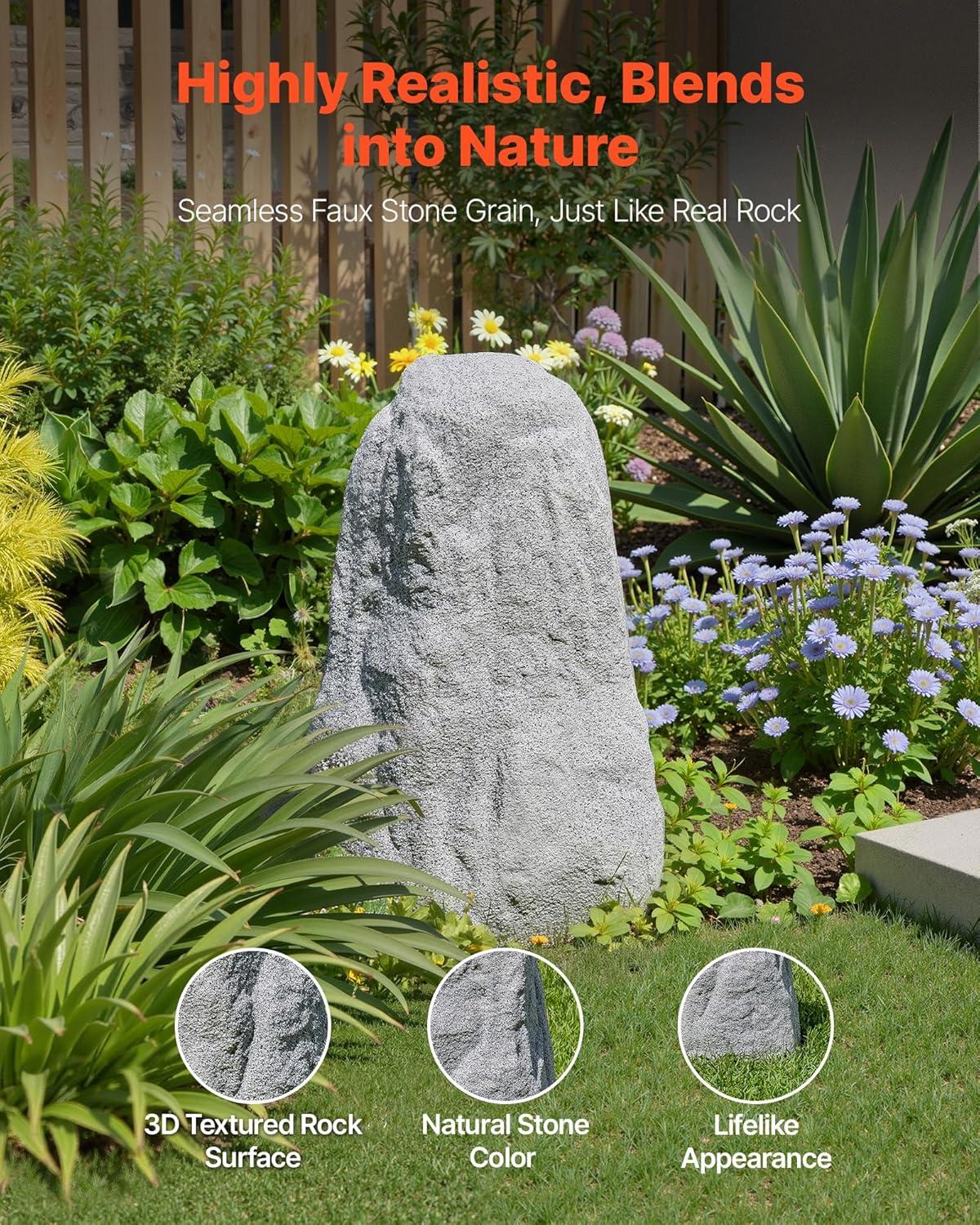 image:imageVEVOR Faux Rock Cover Outdoor Fake Rock Well Pump Cover Realistic Natural Texture Lightweight amp WeatherResistant Polyresin Artificial Boulder for Landscaping Garden Yard Dcor Brown Small SizeIrregular coneMedium sizelight grey