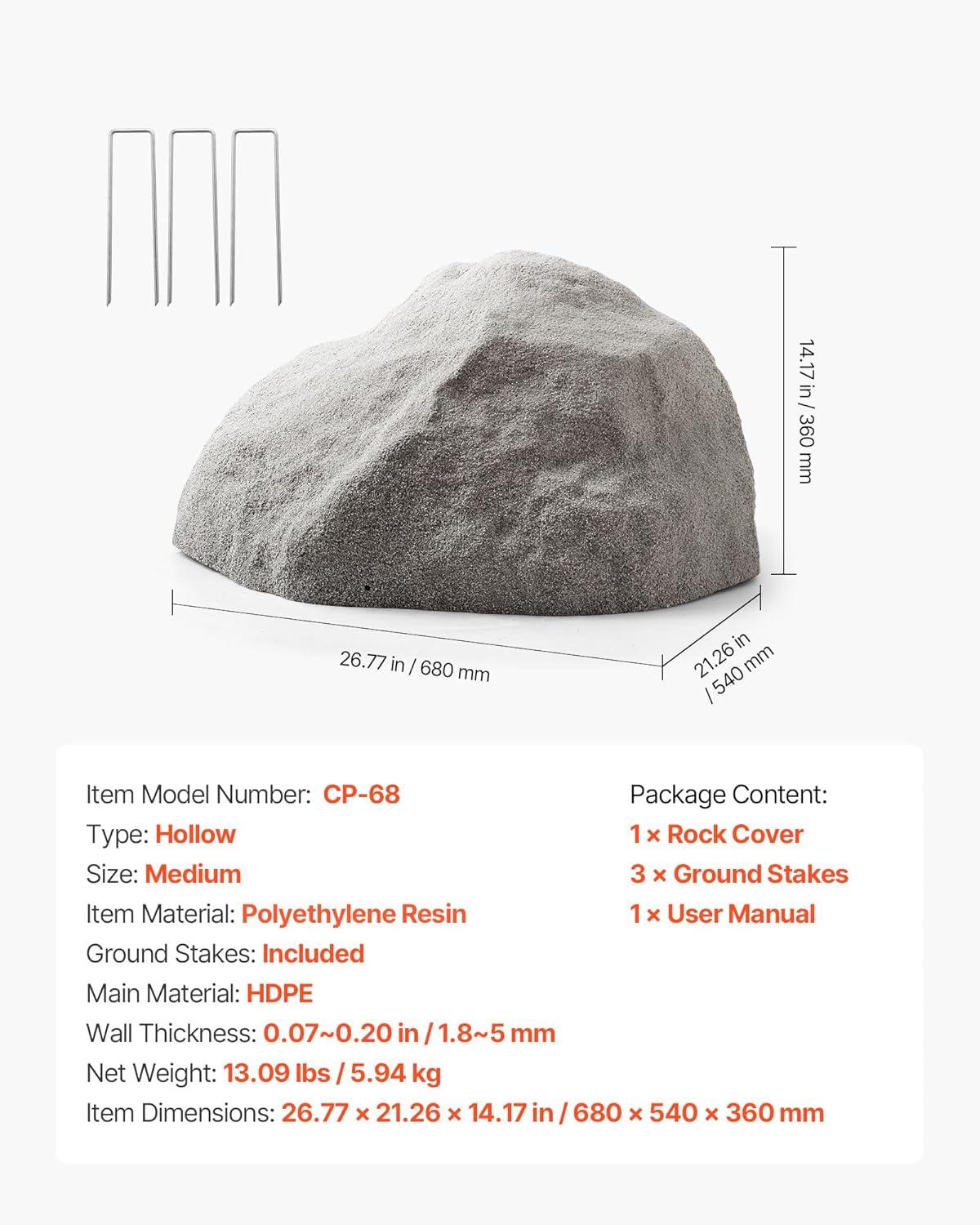 image:imageVEVOR Faux Rock Cover Outdoor Fake Rock Well Pump Cover Realistic Natural Texture Lightweight amp WeatherResistant Polyresin Artificial Boulder for Landscaping Garden Yard Dcor Brown Small SizeIrregular ovalMediumdark grey