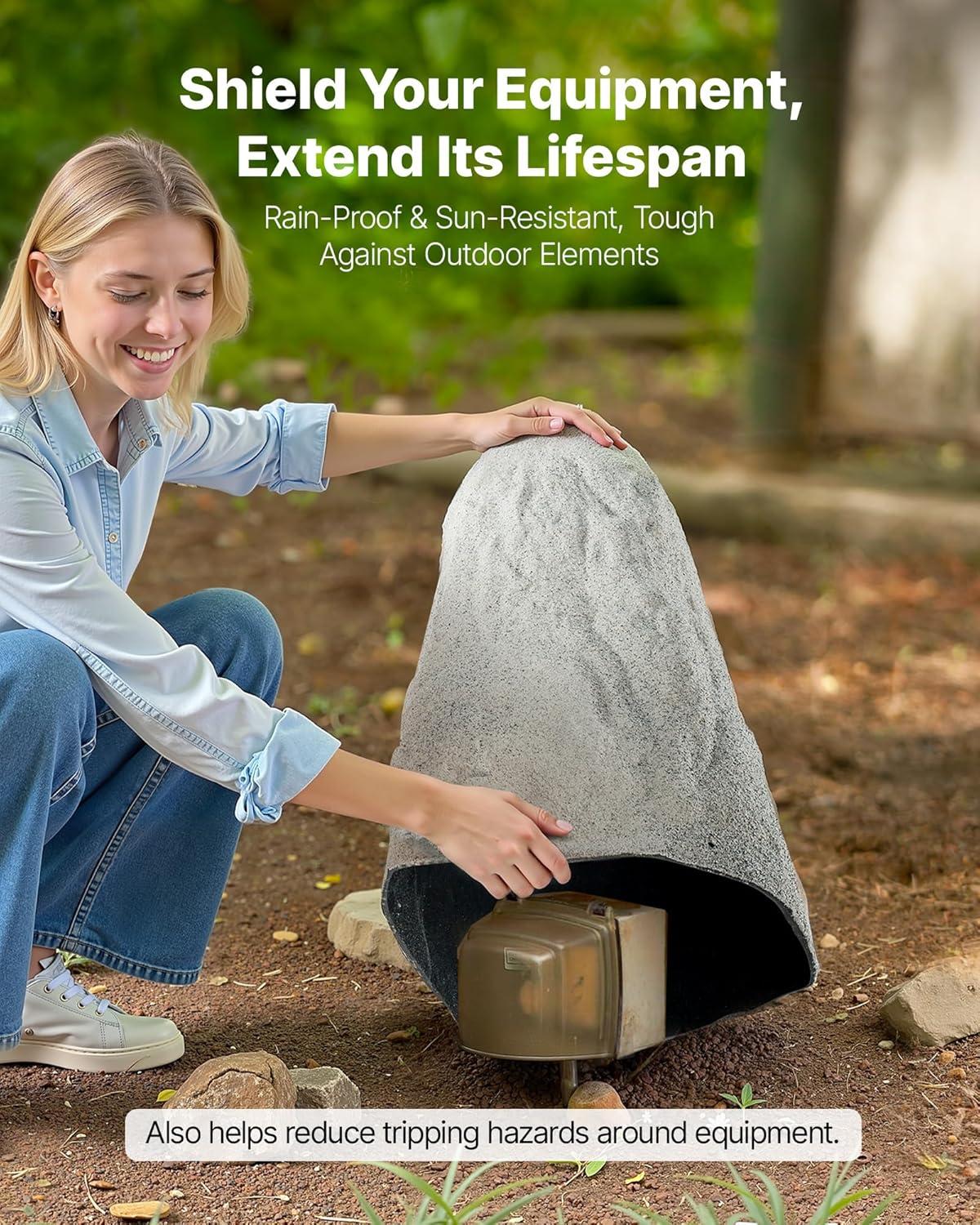 image:imageVEVOR Faux Rock Cover Outdoor Fake Rock Well Pump Cover Realistic Natural Texture Lightweight amp WeatherResistant Polyresin Artificial Boulder for Landscaping Garden Yard Dcor Brown Small SizeIrregular coneMedium sizelight grey