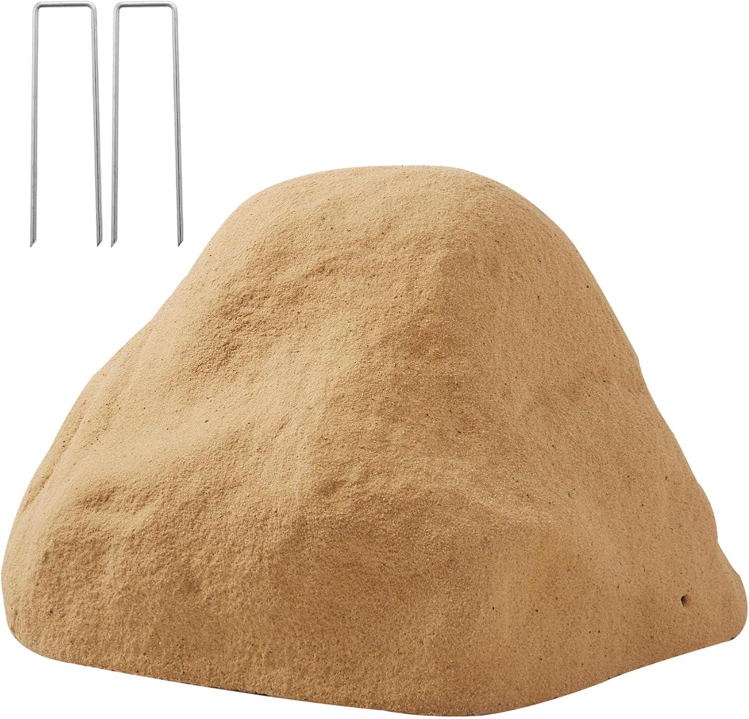 image:imageVEVOR Faux Rock Cover Outdoor Fake Rock Well Pump Cover Realistic Natural Texture Lightweight amp WeatherResistant Polyresin Artificial Boulder for Landscaping Garden Yard Dcor Brown Small SizeIrregular conesmall sizesandy color
