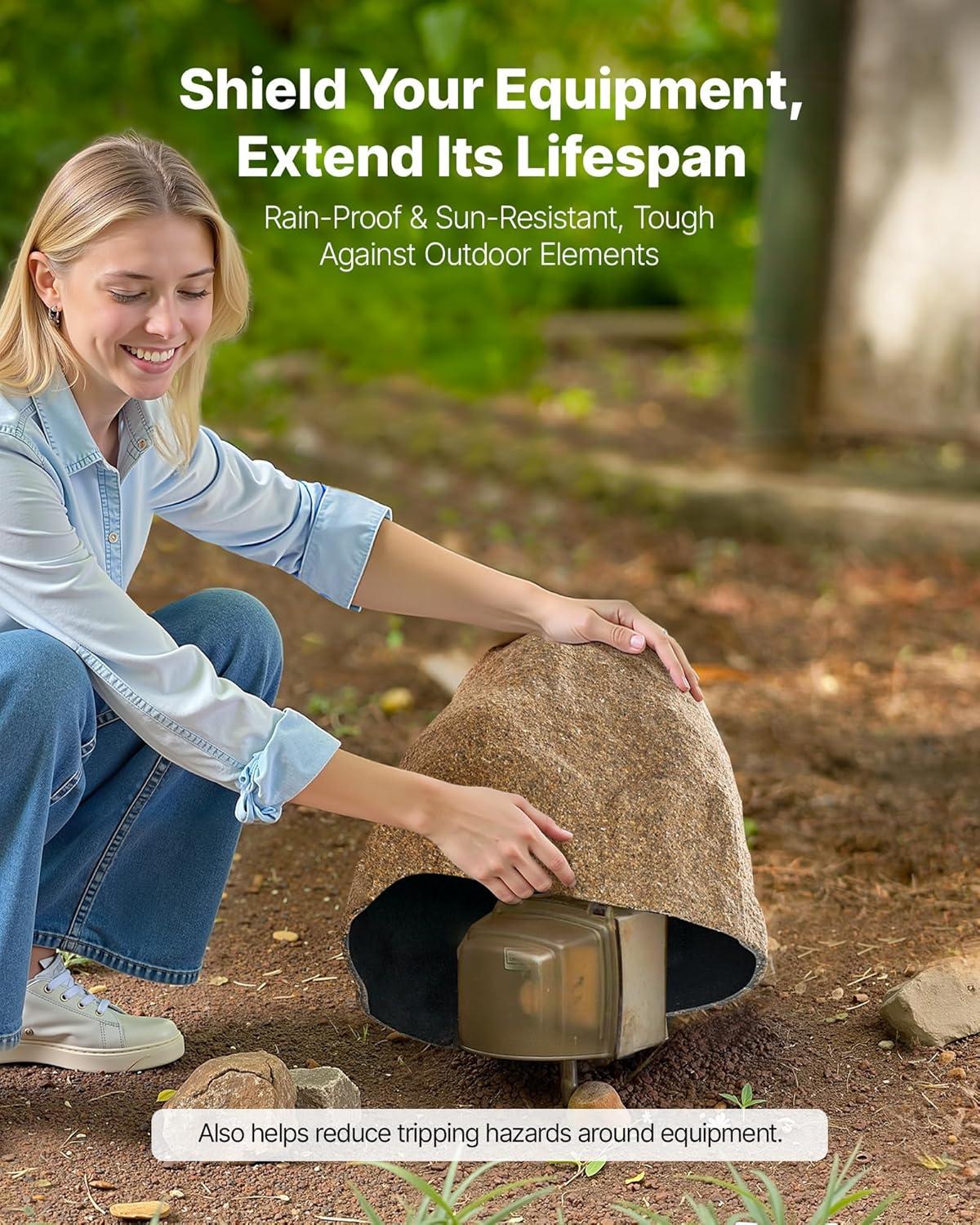 image:imageVEVOR Faux Rock Cover Outdoor Fake Rock Well Pump Cover Realistic Natural Texture Lightweight amp WeatherResistant Polyresin Artificial Boulder for Landscaping Garden Yard Dcor Brown Small SizeIrregular conesmall sizesandy yellow