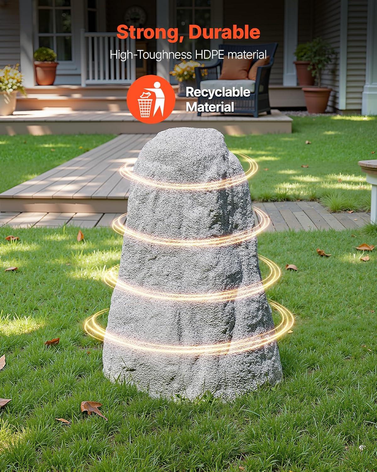 image:imageVEVOR Faux Rock Cover Outdoor Fake Rock Well Pump Cover Realistic Natural Texture Lightweight amp WeatherResistant Polyresin Artificial Boulder for Landscaping Garden Yard Dcor Brown Small SizeIrregular coneMedium sizelight grey