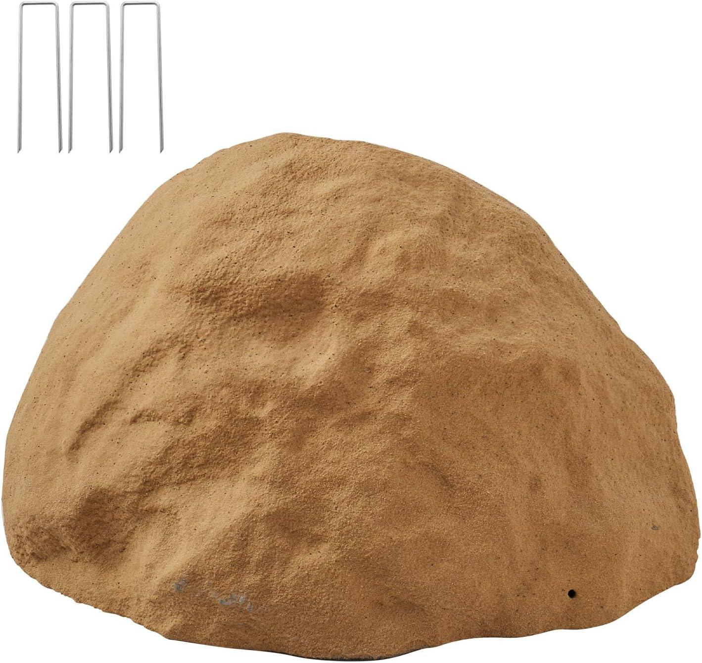 image:imageVEVOR Faux Rock Cover Outdoor Fake Rock Well Pump Cover Realistic Natural Texture Lightweight amp WeatherResistant Polyresin Artificial Boulder for Landscaping Garden Yard Dcor Brown Small SizeIrregular ovalMedium sizesandy yellow