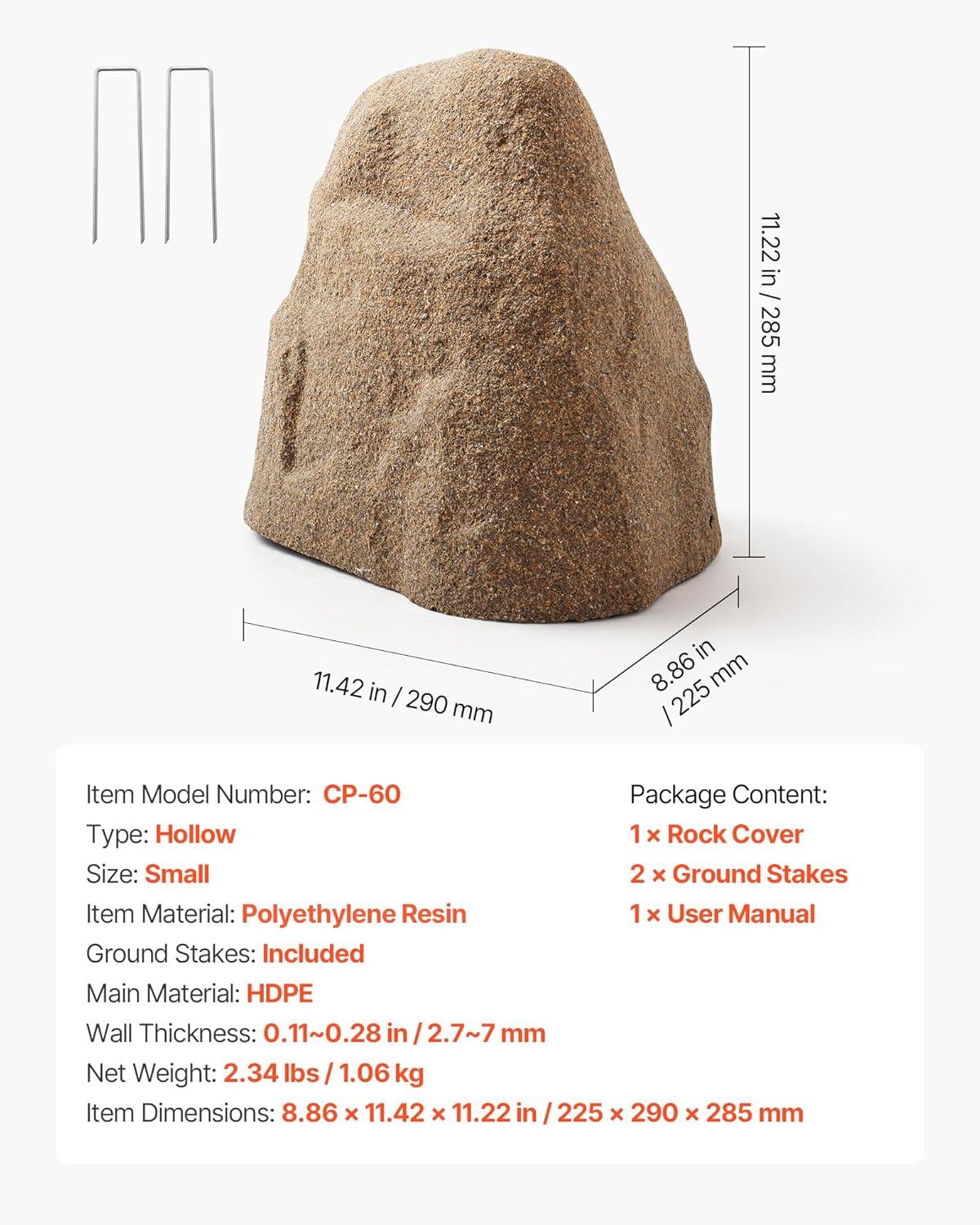 image:imageVEVOR Faux Rock Cover Outdoor Fake Rock Well Pump Cover Realistic Natural Texture Lightweight amp WeatherResistant Polyresin Artificial Boulder for Landscaping Garden Yard Dcor Brown Small SizeIrregular conesmall sizesandy yellow