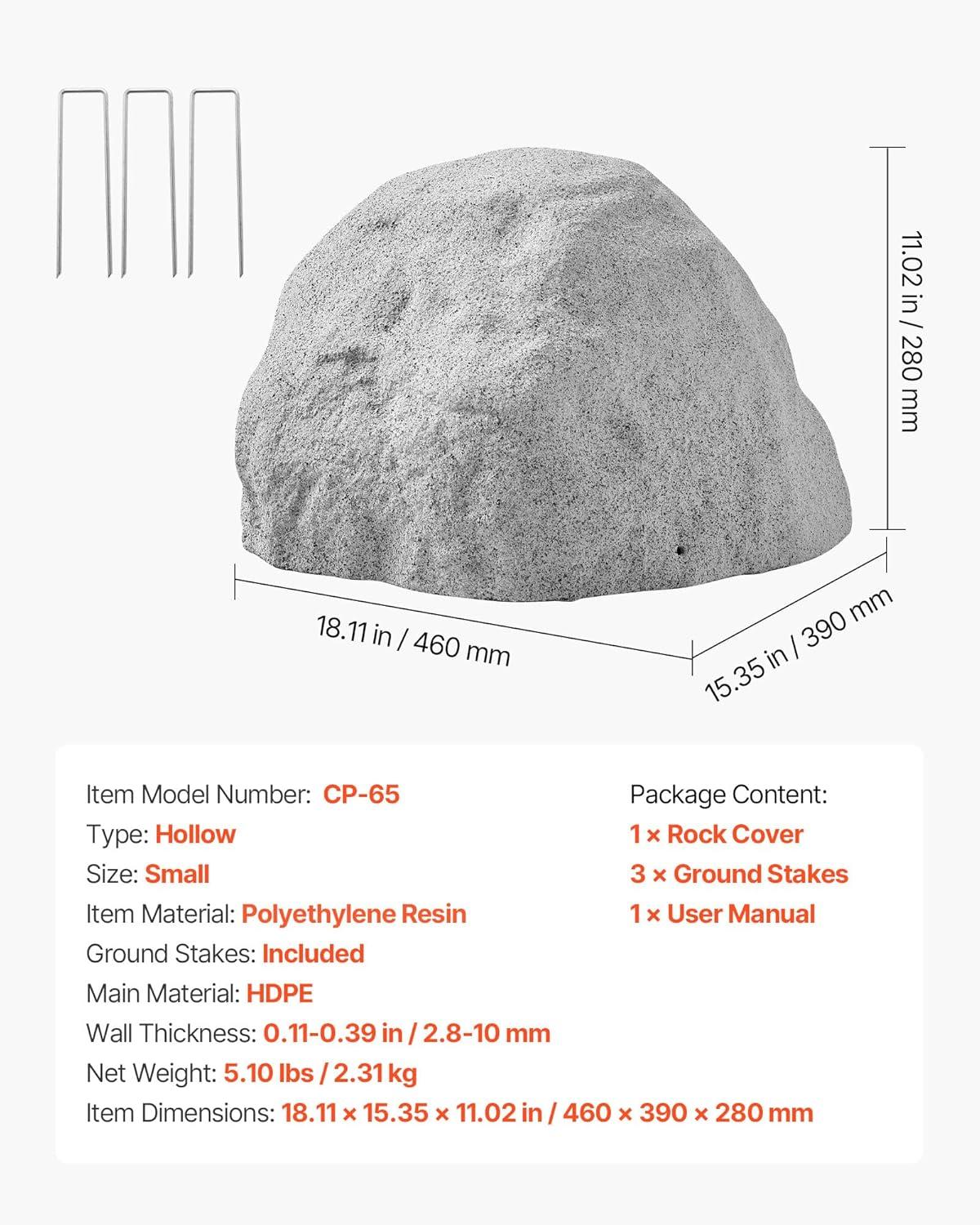 image:imageVEVOR Faux Rock Cover Outdoor Fake Rock Well Pump Cover Realistic Natural Texture Lightweight amp WeatherResistant Polyresin Artificial Boulder for Landscaping Garden Yard Dcor Brown Small SizeIrregular conesmall sizelight grey