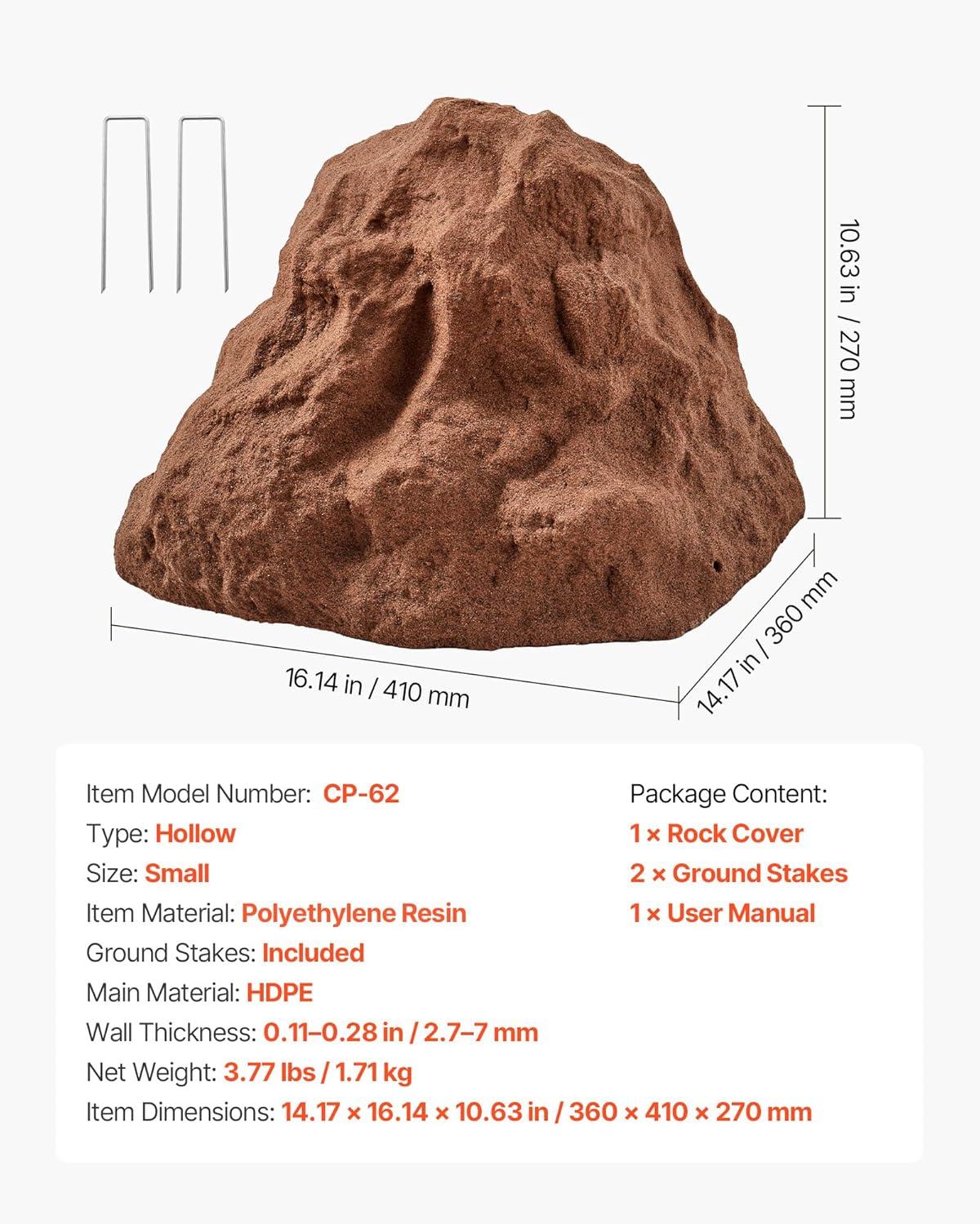 image:imageVEVOR Faux Rock Cover Outdoor Fake Rock Well Pump Cover Realistic Natural Texture Lightweight amp WeatherResistant Polyresin Artificial Boulder for Landscaping Garden Yard Dcor Brown Small SizeIrregular conesmall sizebrown