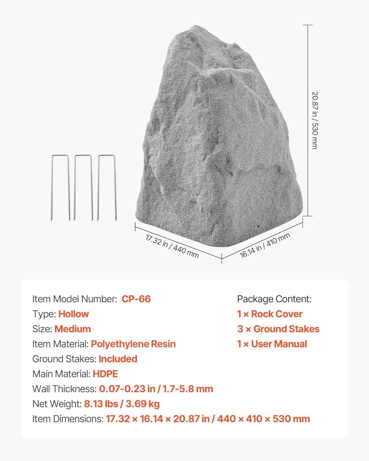 image:imageVEVOR Faux Rock Cover Outdoor Fake Rock Well Pump Cover Realistic Natural Texture Lightweight amp WeatherResistant Polyresin Artificial Boulder for Landscaping Garden Yard Dcor Brown Small SizeIrregular coneMedium sizedark grey