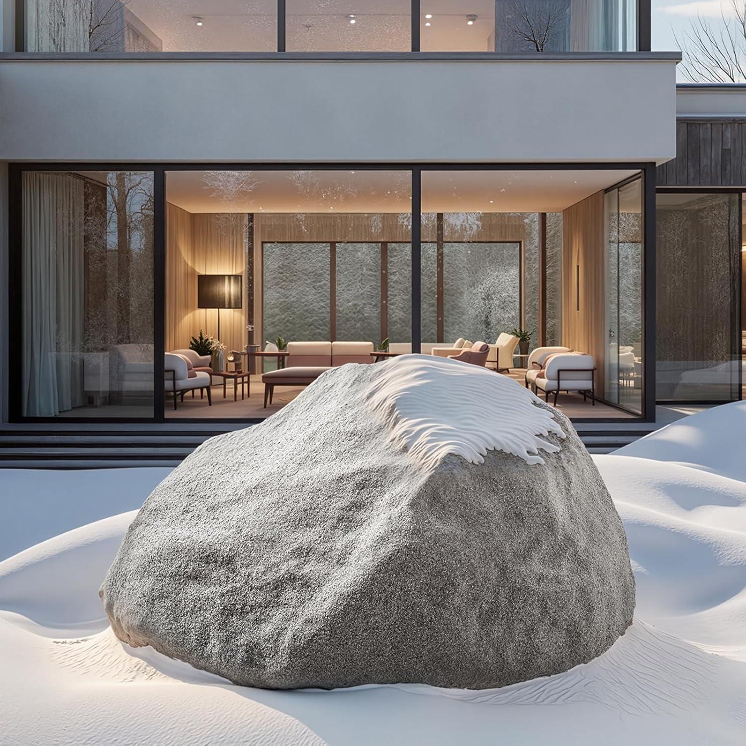 image:imageVEVOR Faux Rock Cover Outdoor Fake Rock Well Pump Cover Realistic Natural Texture Lightweight amp WeatherResistant Polyresin Artificial Boulder for Landscaping Garden Yard Dcor Brown Small SizeIrregular ovalMediumdark grey