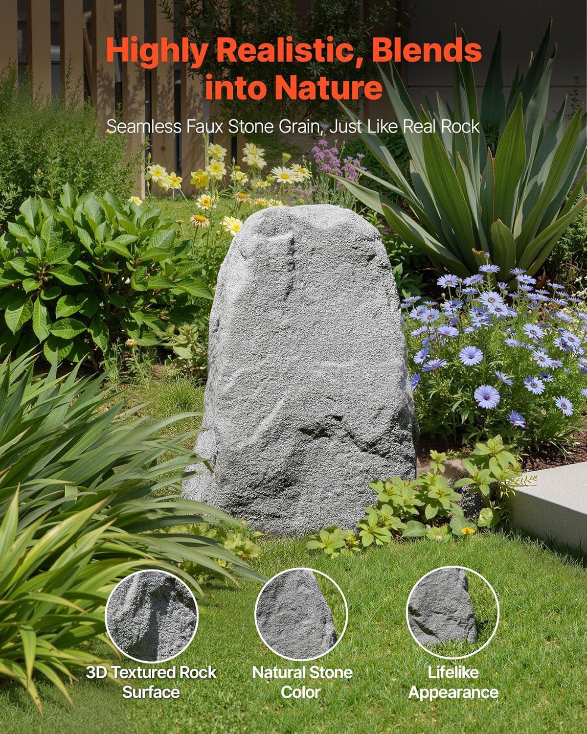 image:imageVEVOR Faux Rock Cover Outdoor Fake Rock Well Pump Cover Realistic Natural Texture Lightweight amp WeatherResistant Polyresin Artificial Boulder for Landscaping Garden Yard Dcor Brown Small SizeIrregular coneMedium sizedark grey