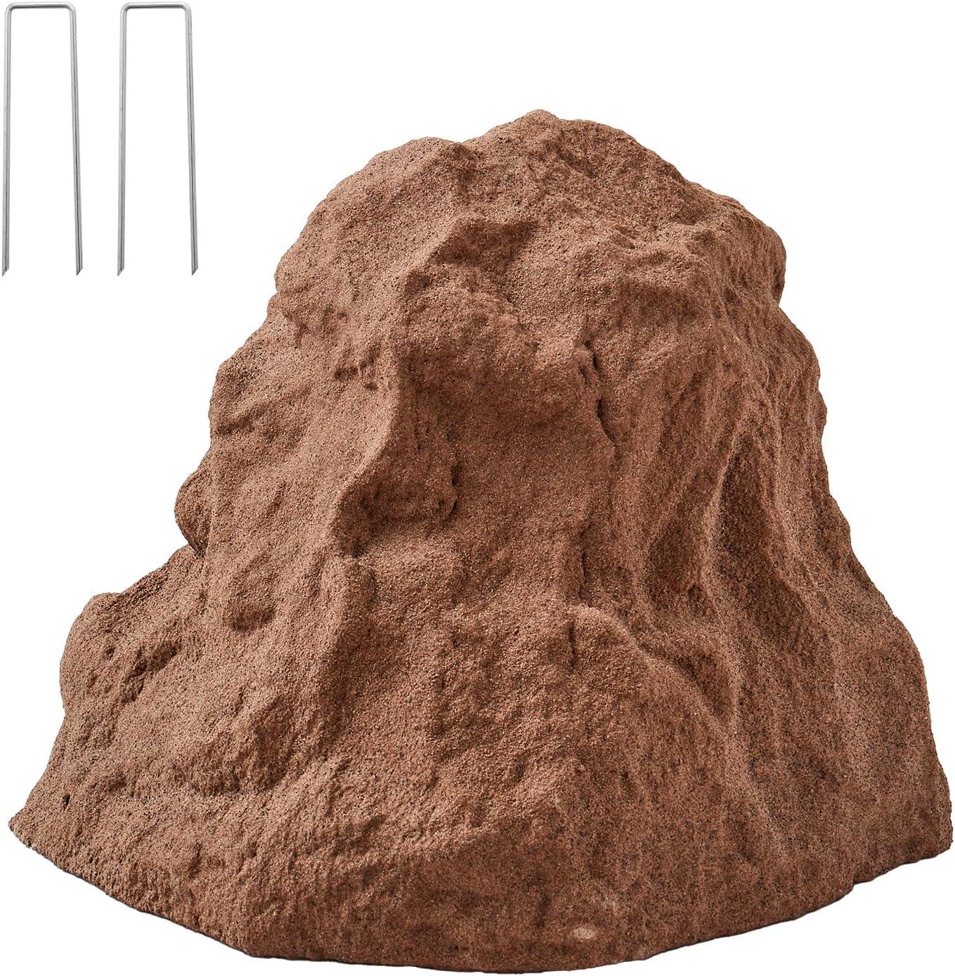 image:imageVEVOR Faux Rock Cover Outdoor Fake Rock Well Pump Cover Realistic Natural Texture Lightweight amp WeatherResistant Polyresin Artificial Boulder for Landscaping Garden Yard Dcor Brown Small SizeIrregular conesmall sizebrown
