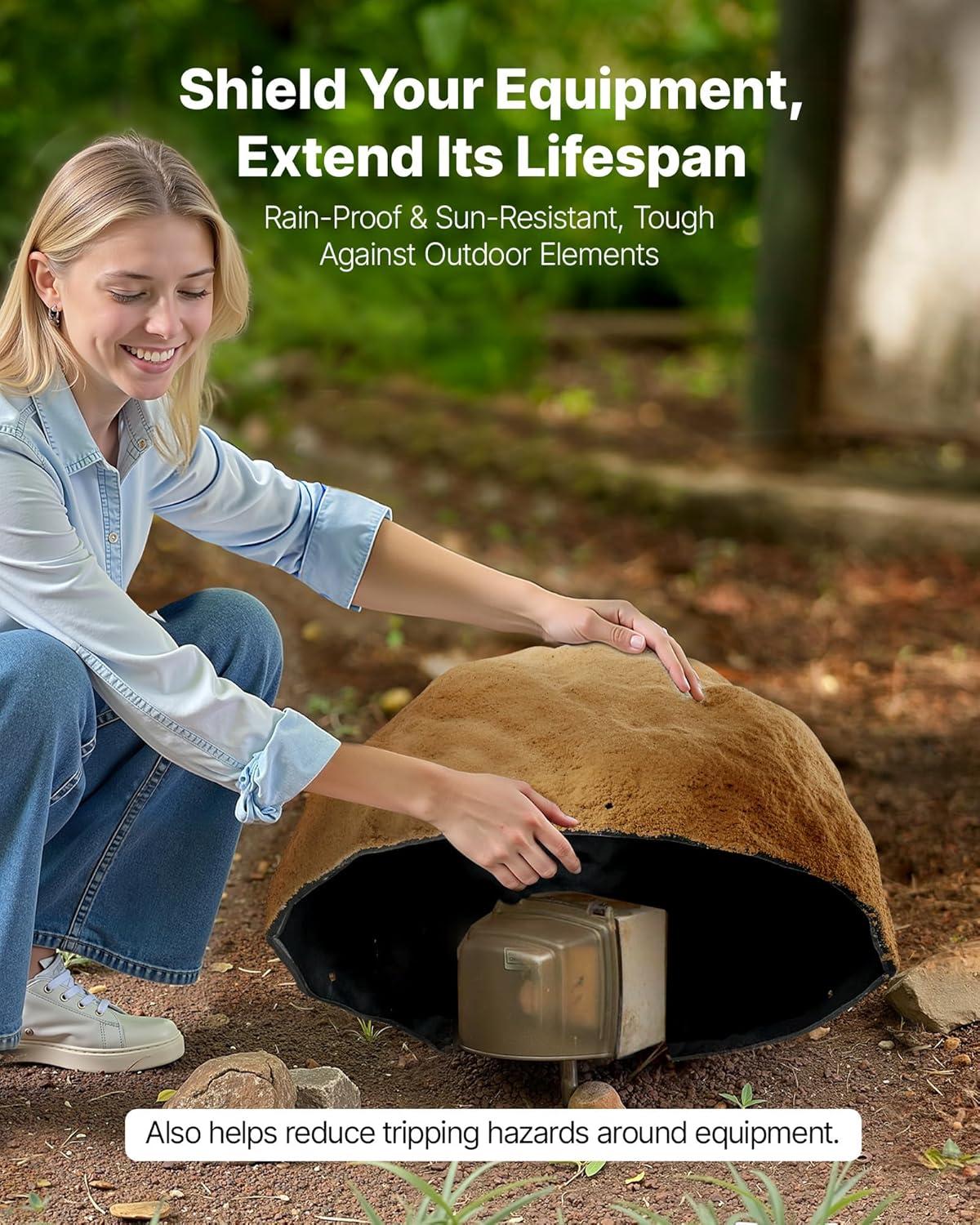image:imageVEVOR Faux Rock Cover Outdoor Fake Rock Well Pump Cover Realistic Natural Texture Lightweight amp WeatherResistant Polyresin Artificial Boulder for Landscaping Garden Yard Dcor Brown Small SizeIrregular ovalMedium sizesandy yellow