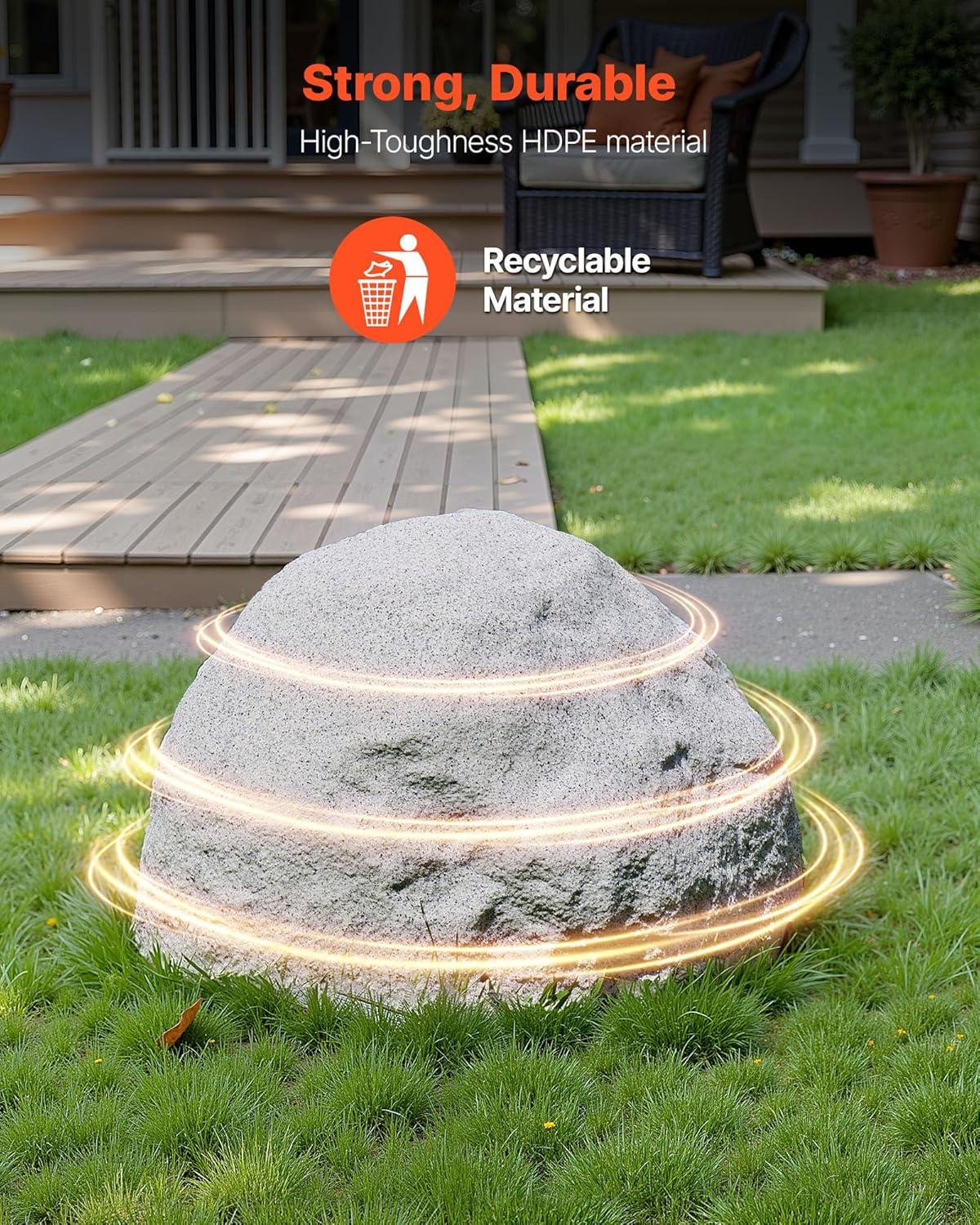 image:imageVEVOR Faux Rock Cover Outdoor Fake Rock Well Pump Cover Realistic Natural Texture Lightweight amp WeatherResistant Polyresin Artificial Boulder for Landscaping Garden Yard Dcor Brown Small SizeIrregular conesmall sizelight grey