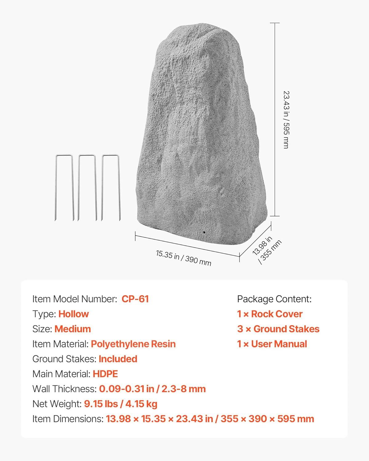 image:imageVEVOR Faux Rock Cover Outdoor Fake Rock Well Pump Cover Realistic Natural Texture Lightweight amp WeatherResistant Polyresin Artificial Boulder for Landscaping Garden Yard Dcor Brown Small SizeIrregular coneMedium sizelight grey