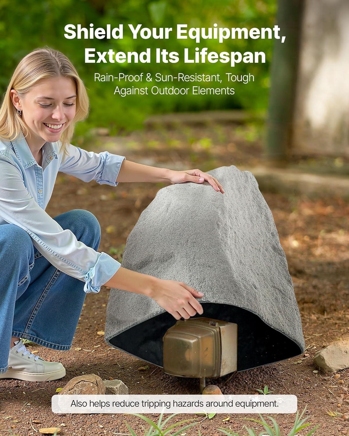 image:imageVEVOR Faux Rock Cover Outdoor Fake Rock Well Pump Cover Realistic Natural Texture Lightweight amp WeatherResistant Polyresin Artificial Boulder for Landscaping Garden Yard Dcor Brown Small SizeIrregular coneMedium sizedark grey