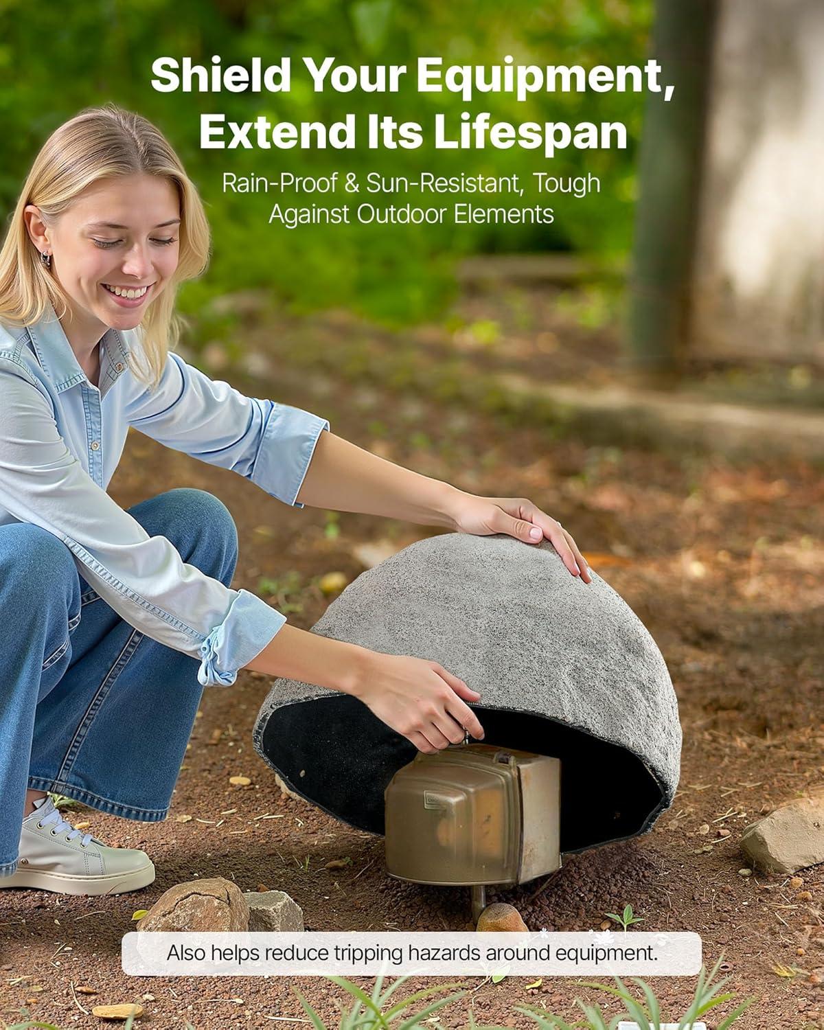 image:imageVEVOR Faux Rock Cover Outdoor Fake Rock Well Pump Cover Realistic Natural Texture Lightweight amp WeatherResistant Polyresin Artificial Boulder for Landscaping Garden Yard Dcor Brown Small SizeIrregular conesmall sizelight grey