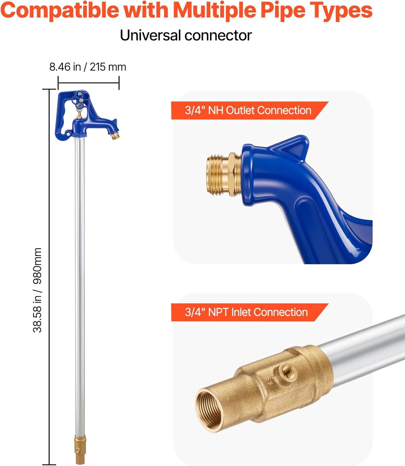 image:imageVEVOR Frost Proof Yard Hydrant 322FT FreezeProof Outdoor Faucet with 12 Bury Depth 34 NPT Pipe Connection Lever Handle Handwheel No Lead Freezeless Hydrant for Yard Garden Farm Irrigation12inch