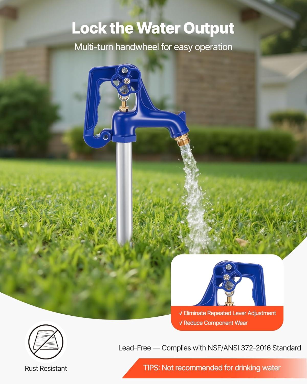 image:imageVEVOR Frost Proof Yard Hydrant 524FT FreezeProof Outdoor Faucet with 36 Bury Depth 34 NPT Pipe Connection Lever Handle Handwheel No Lead Freezeless Hydrant for Yard Garden Farm IrrigationRustic