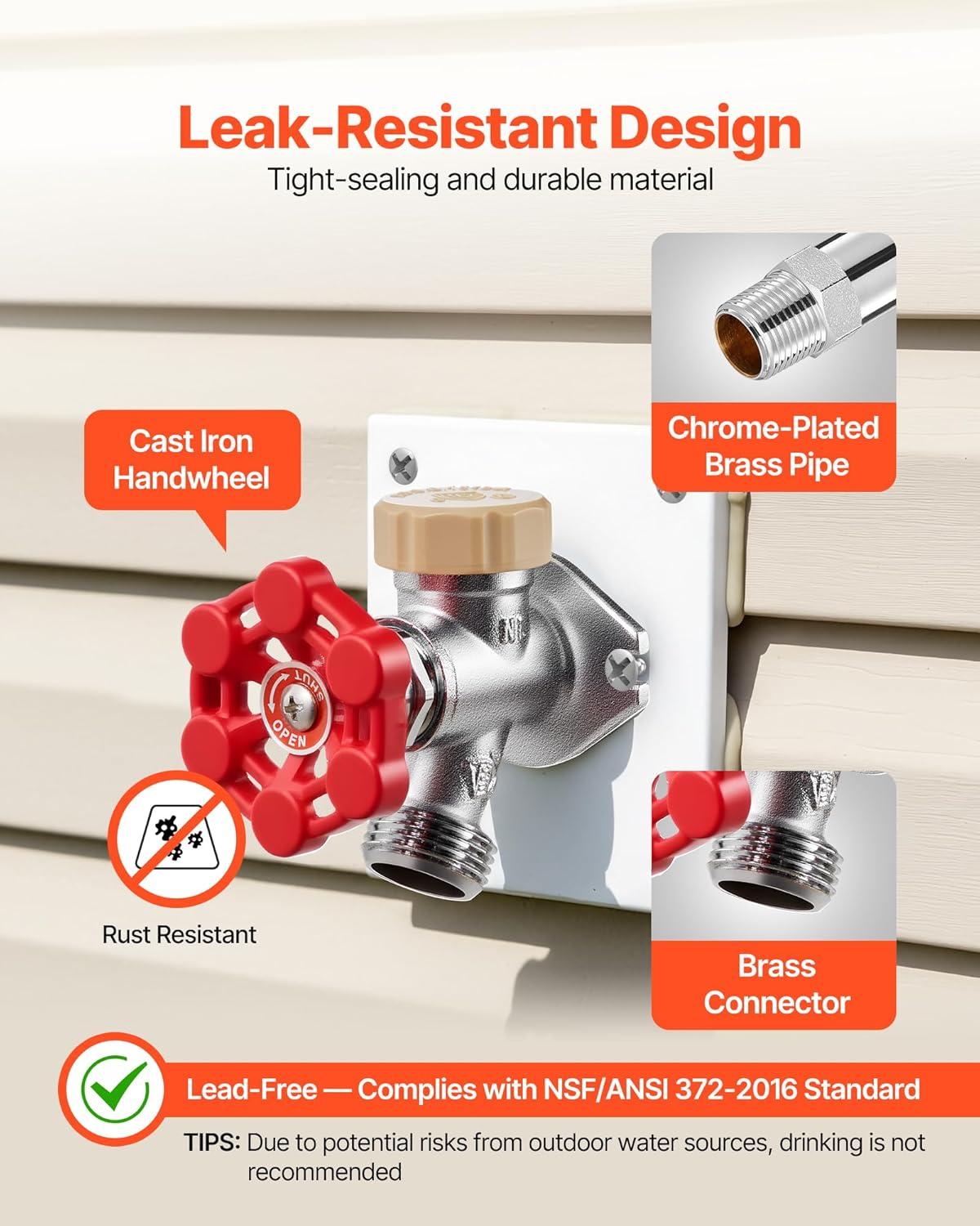 image:imageVEVOR Frost Proof Yard Hydrant 524FT FreezeProof Outdoor Faucet with 36 Bury Depth 34 NPT Pipe Connection Lever Handle Handwheel No Lead Freezeless Hydrant for Yard Garden Farm IrrigationTraditional