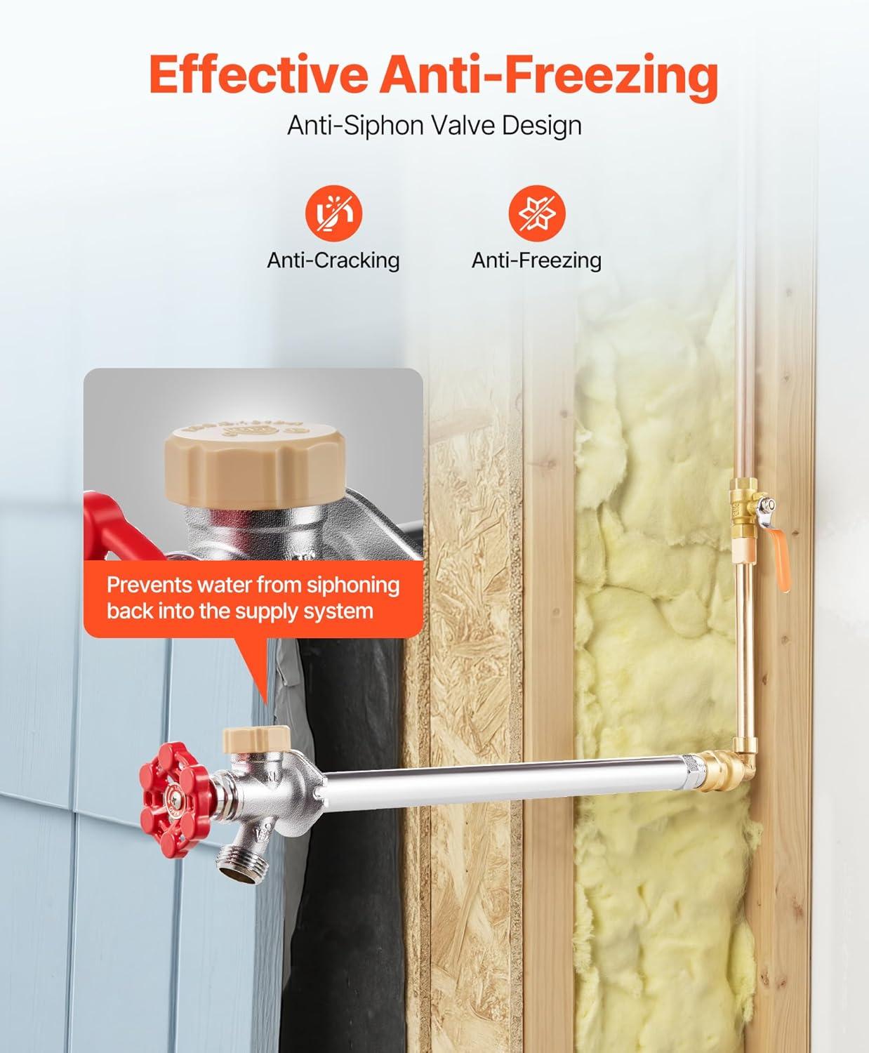 image:imageVEVOR Frost Proof Yard Hydrant 524FT FreezeProof Outdoor Faucet with 36 Bury Depth 34 NPT Pipe Connection Lever Handle Handwheel No Lead Freezeless Hydrant for Yard Garden Farm IrrigationTraditional